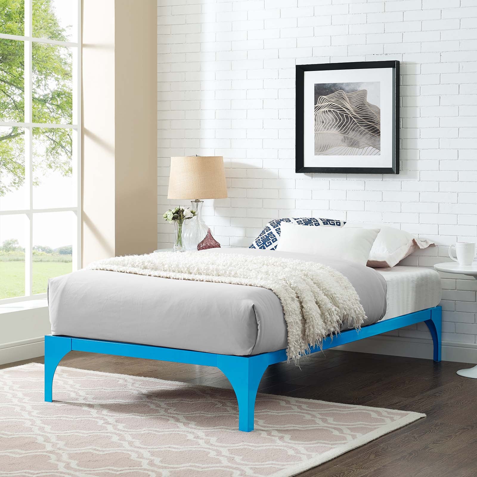 Modway Beds - Ollie Twin Bed Frame Light Blue