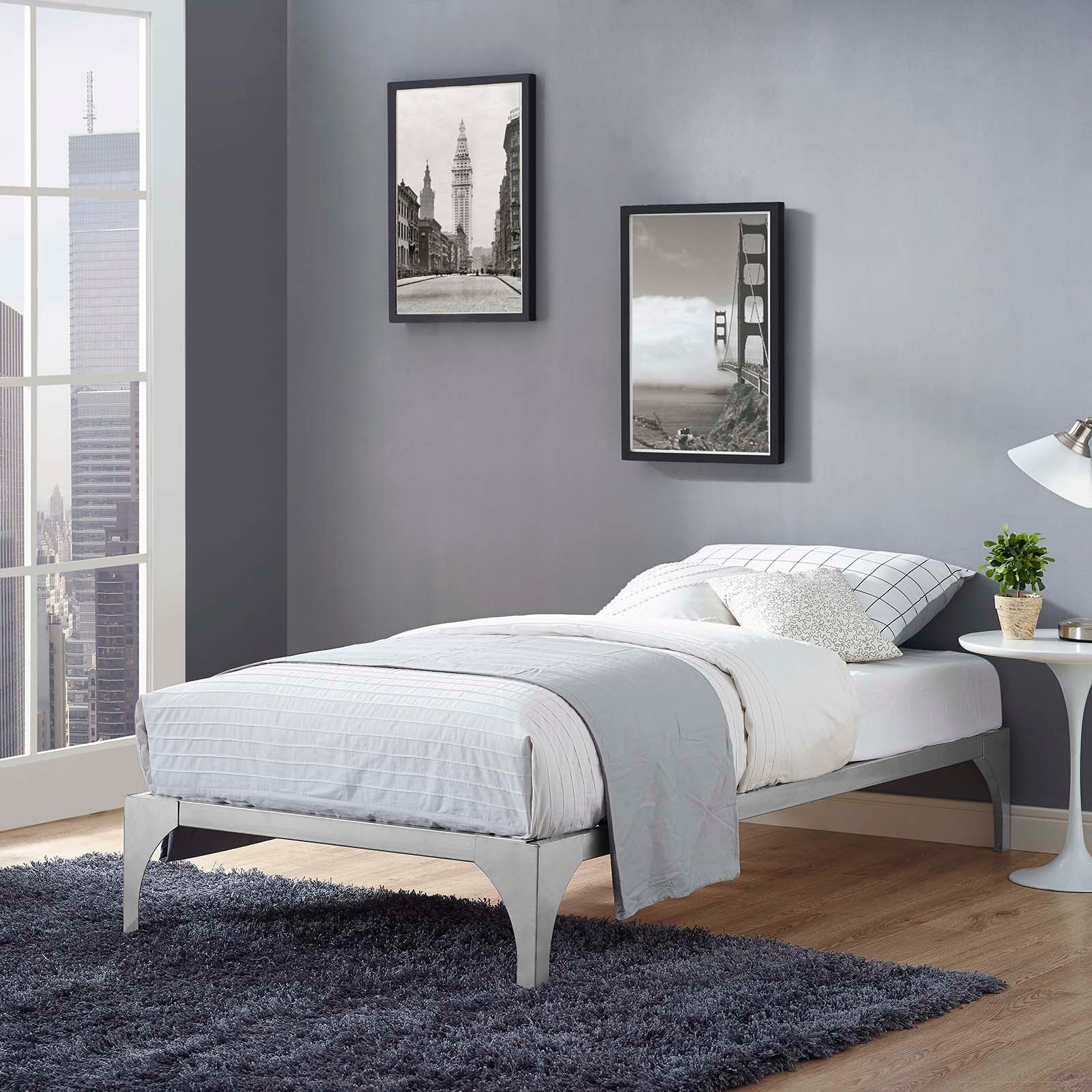 Modway Beds - Ollie Twin Bed Frame Silver