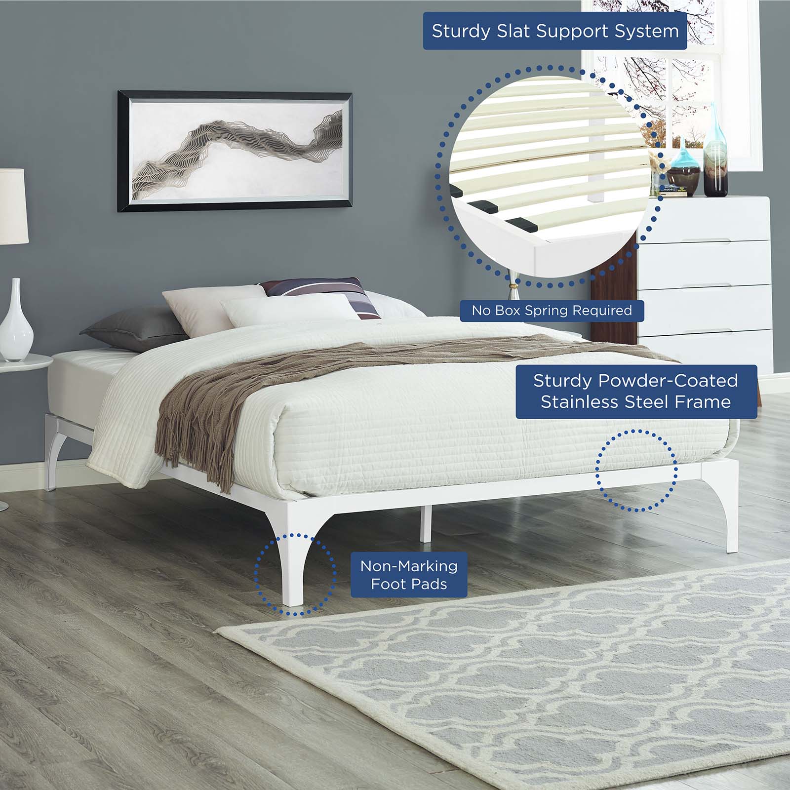 Modway Beds - Ollie Queen Bed Frame White