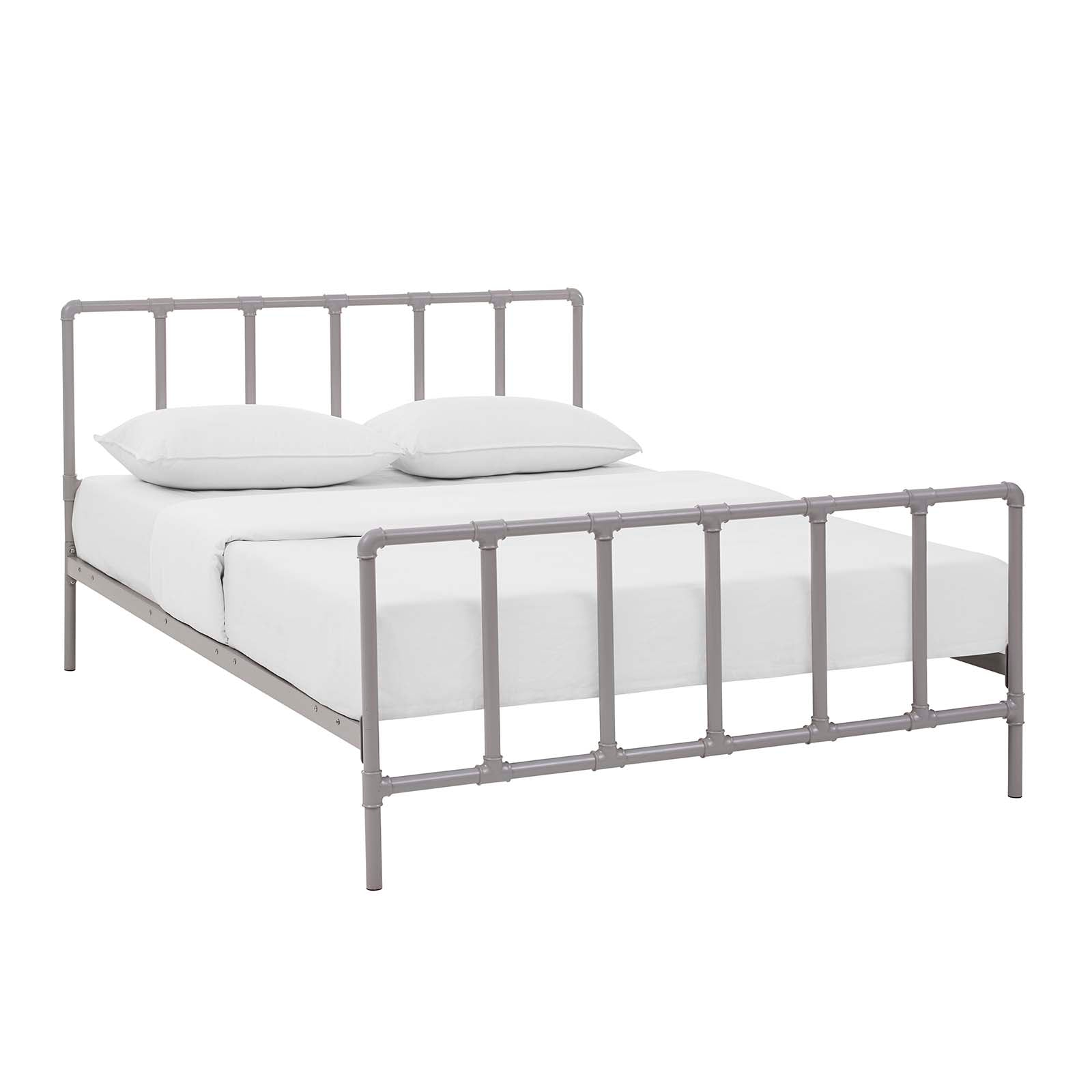 Modway Beds - Dower Queen Stainless Steel Bed Gray