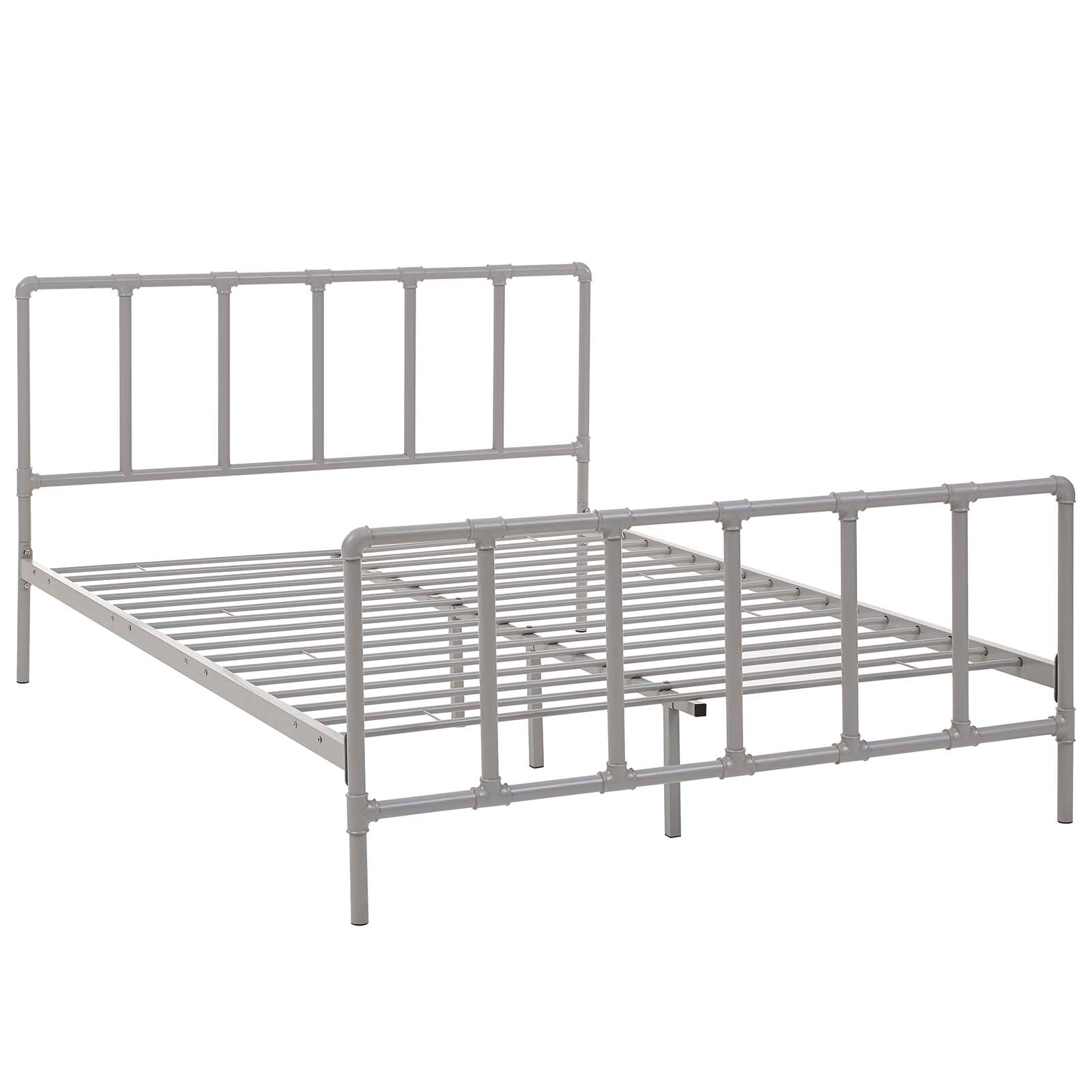 Modway Beds - Dower Queen Stainless Steel Bed Gray