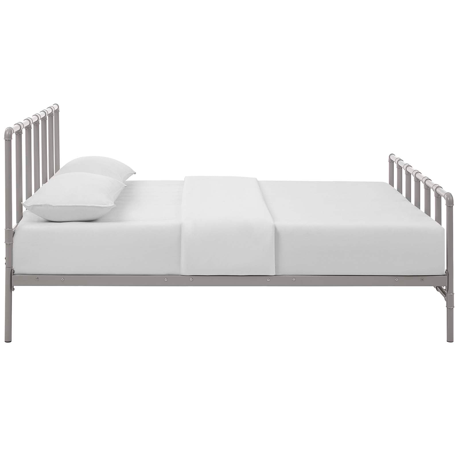 Modway Beds - Dower Queen Stainless Steel Bed Gray