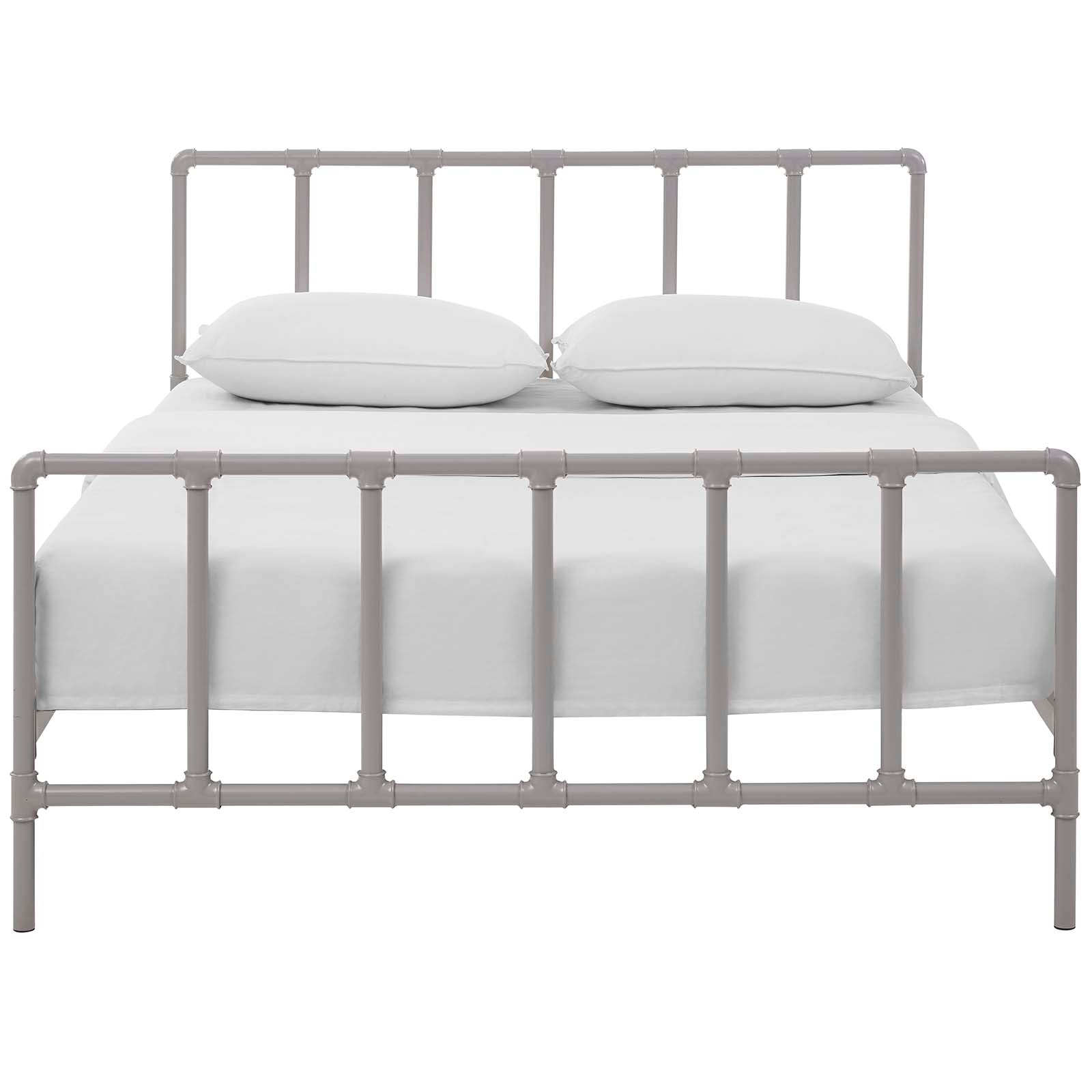 Modway Beds - Dower Queen Stainless Steel Bed Gray