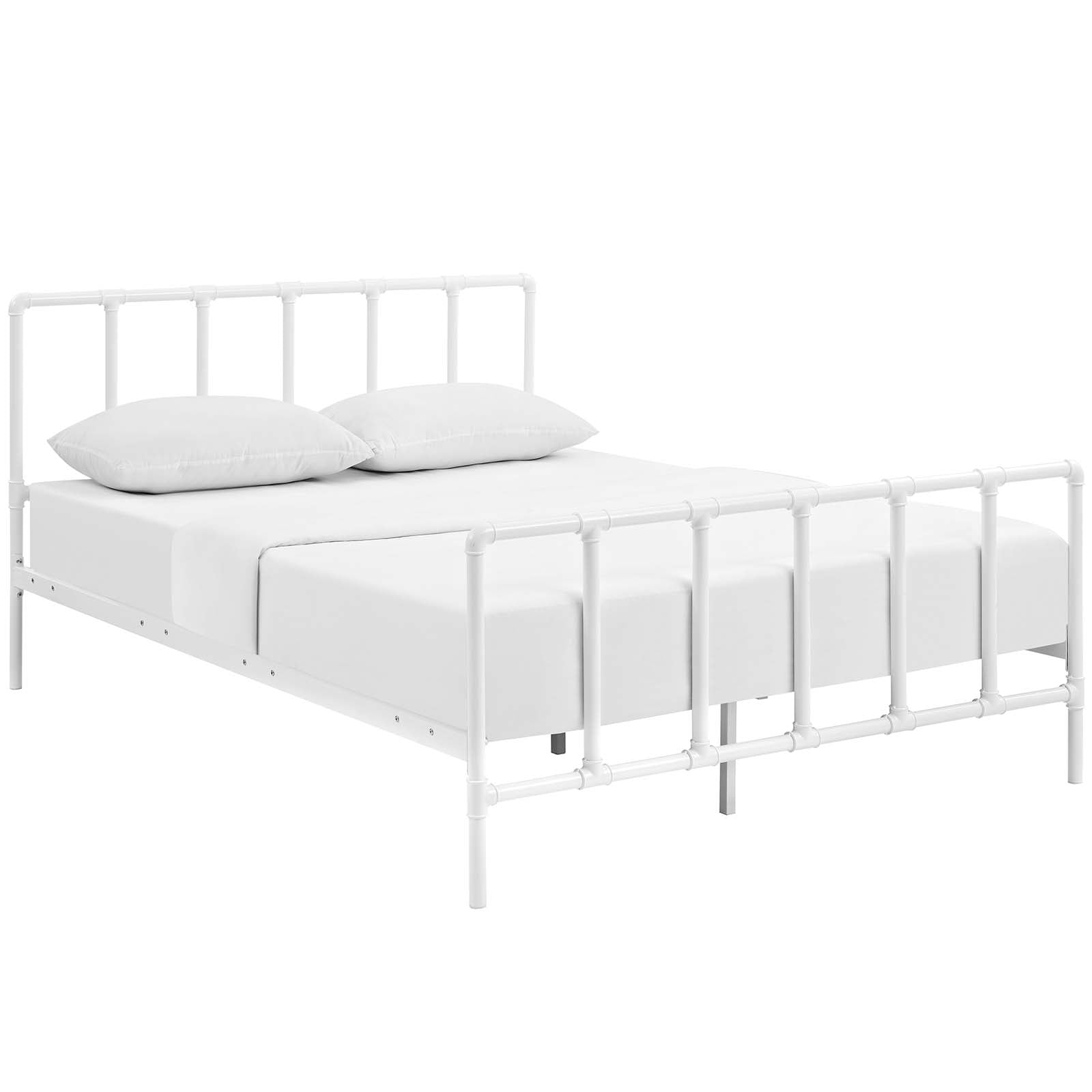 Modway Beds - Dower Queen Stainless Steel Bed White