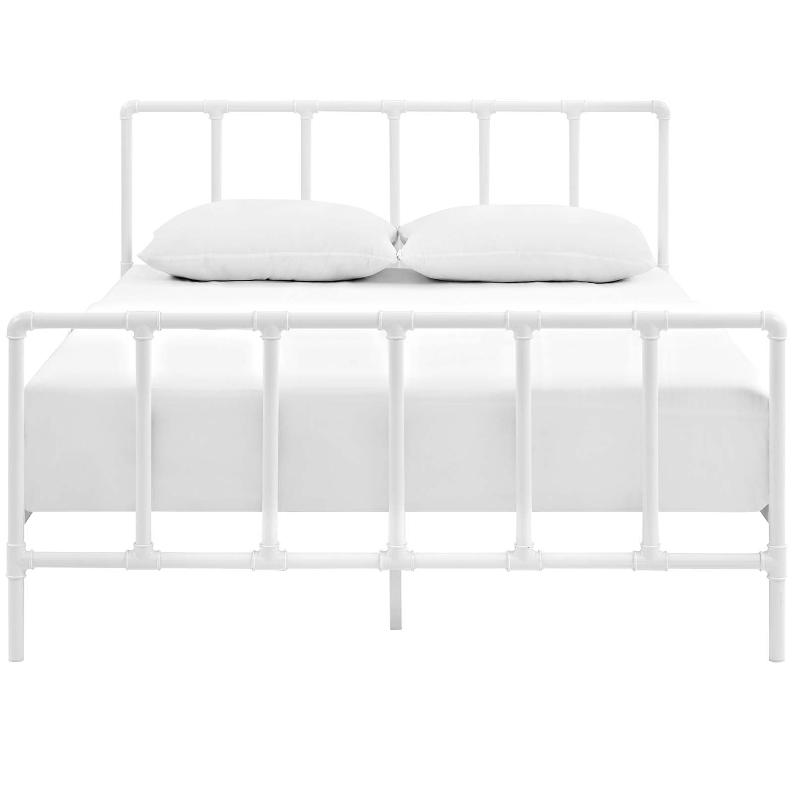 Modway Beds - Dower Queen Stainless Steel Bed White
