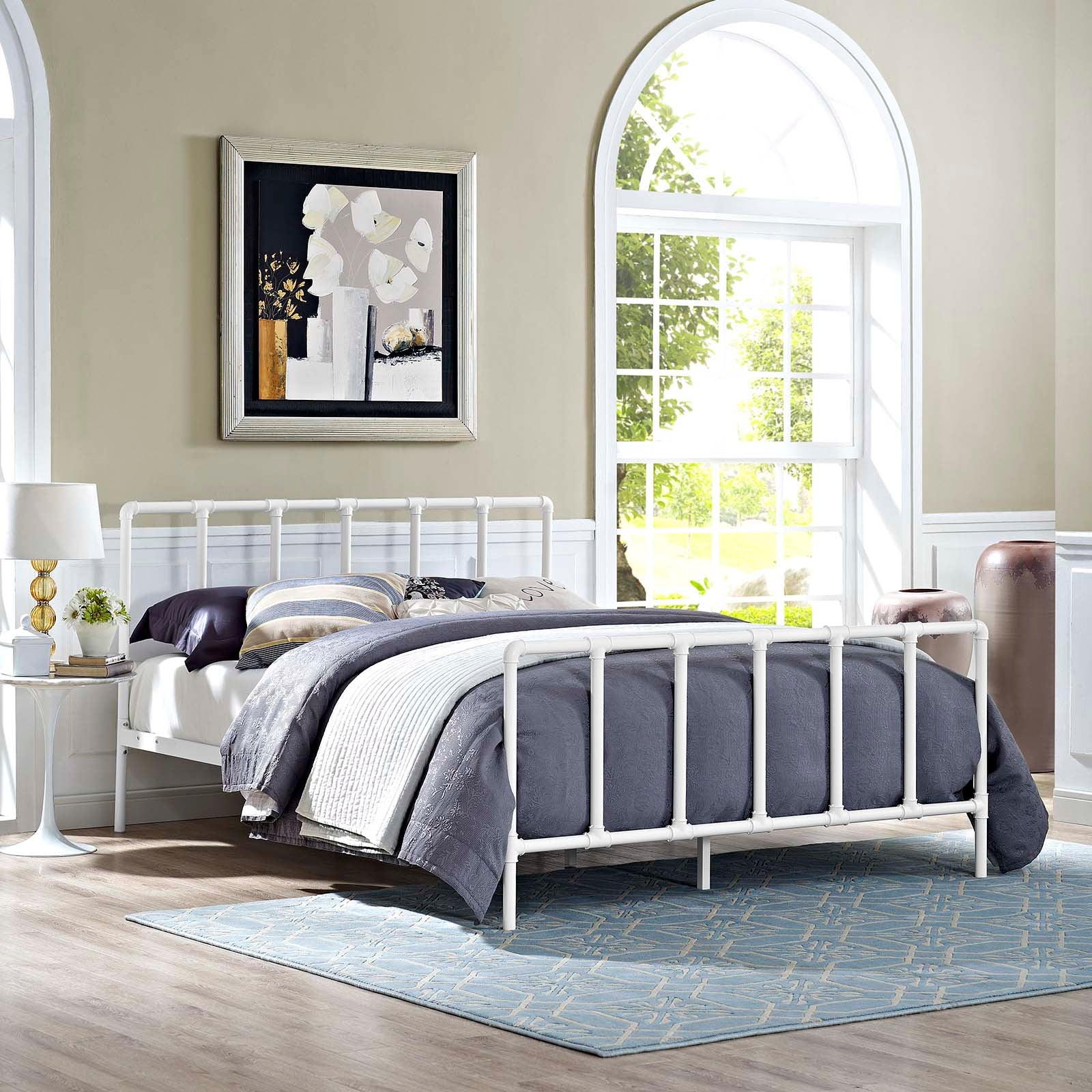 Modway Beds - Dower Queen Stainless Steel Bed White