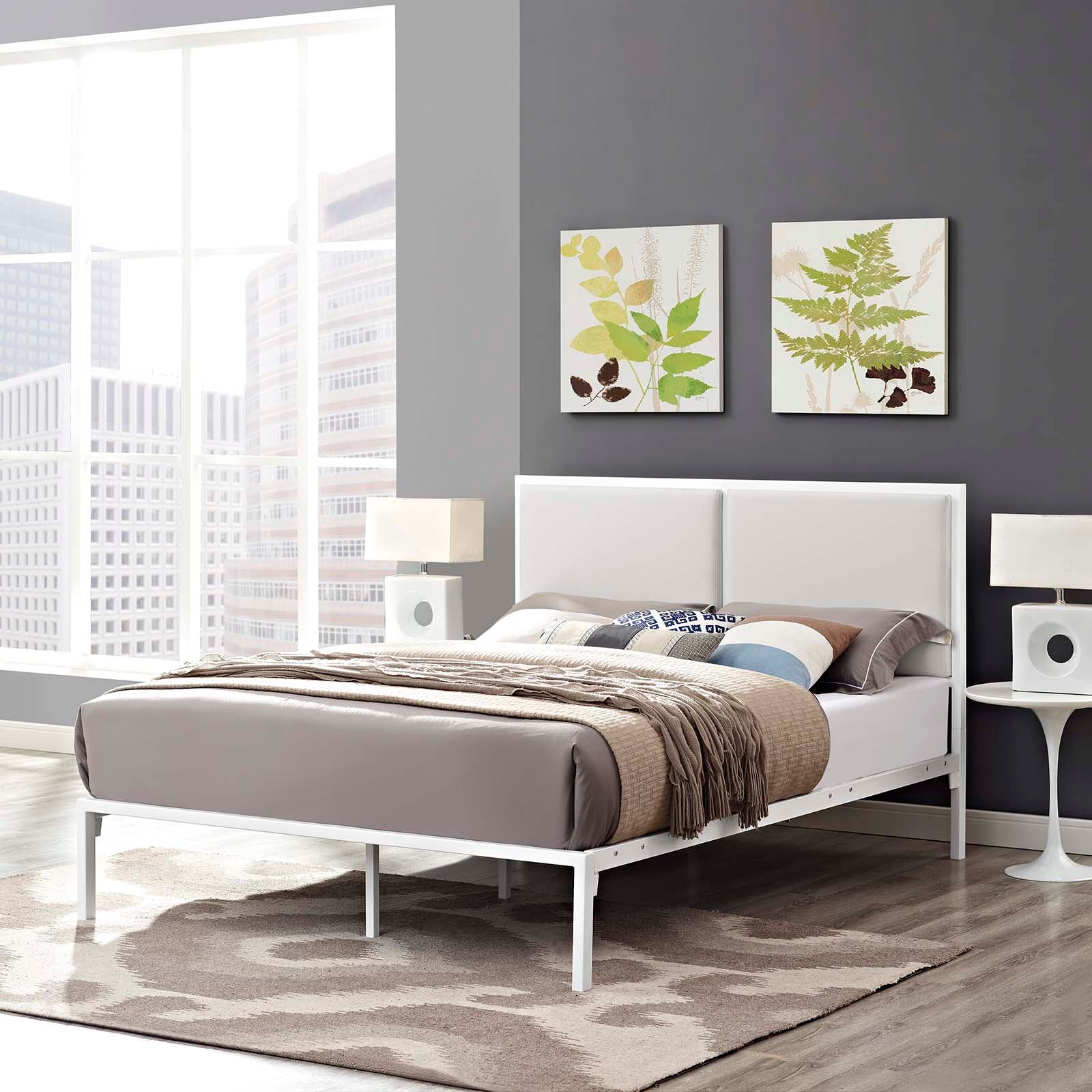 Modway Beds - Della King Vinyl Bed White