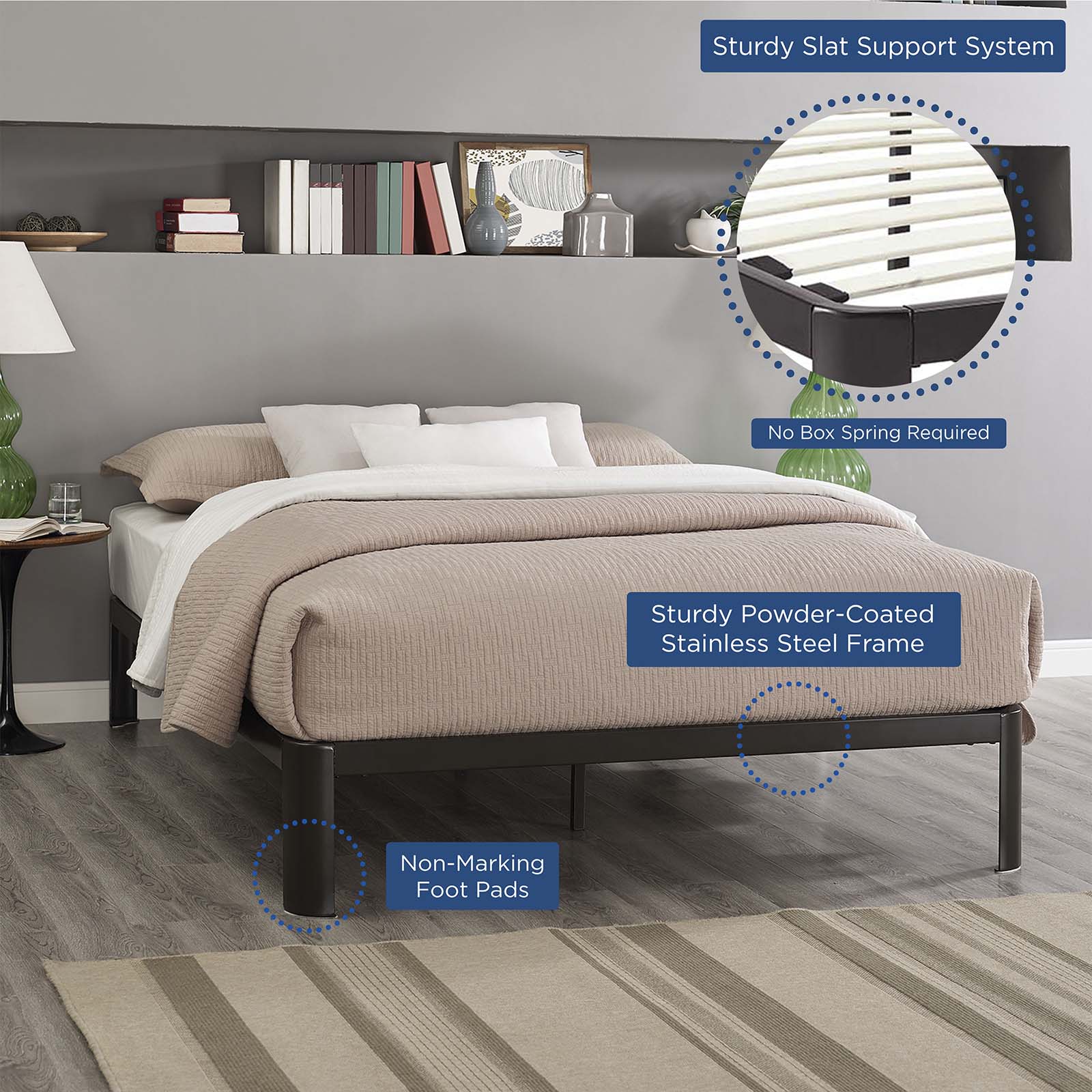 Modway Beds - Corinne Queen Bed Frame Brown