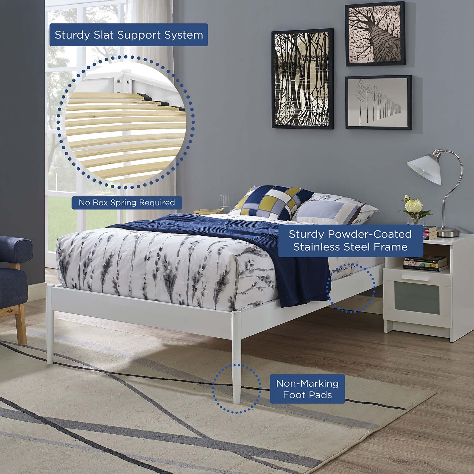 Modway Beds - Elsie Twin Bed Frame White