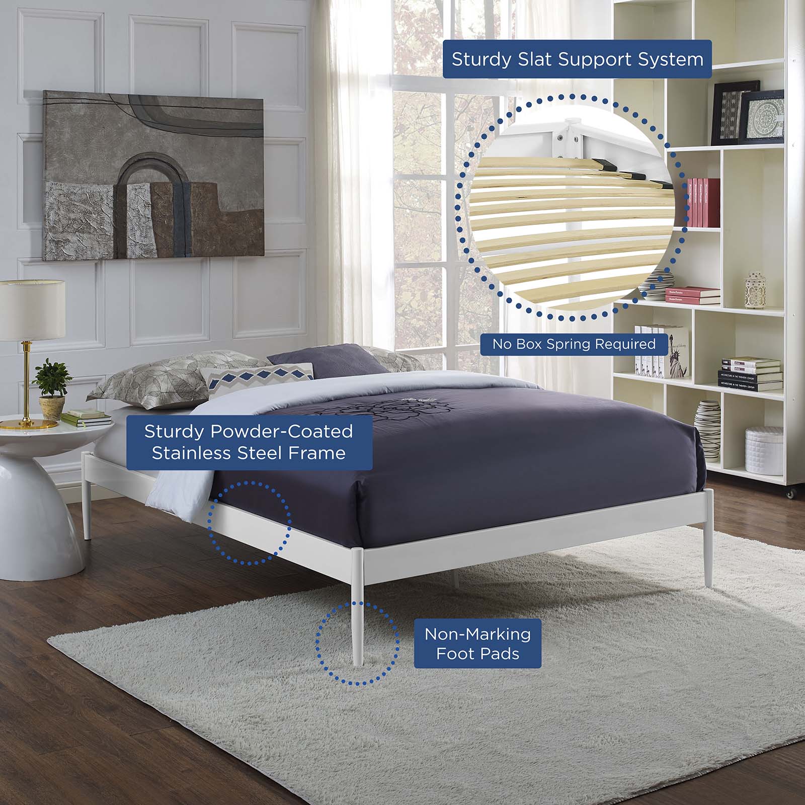 Modway Beds - Elsie King Bed Frame White