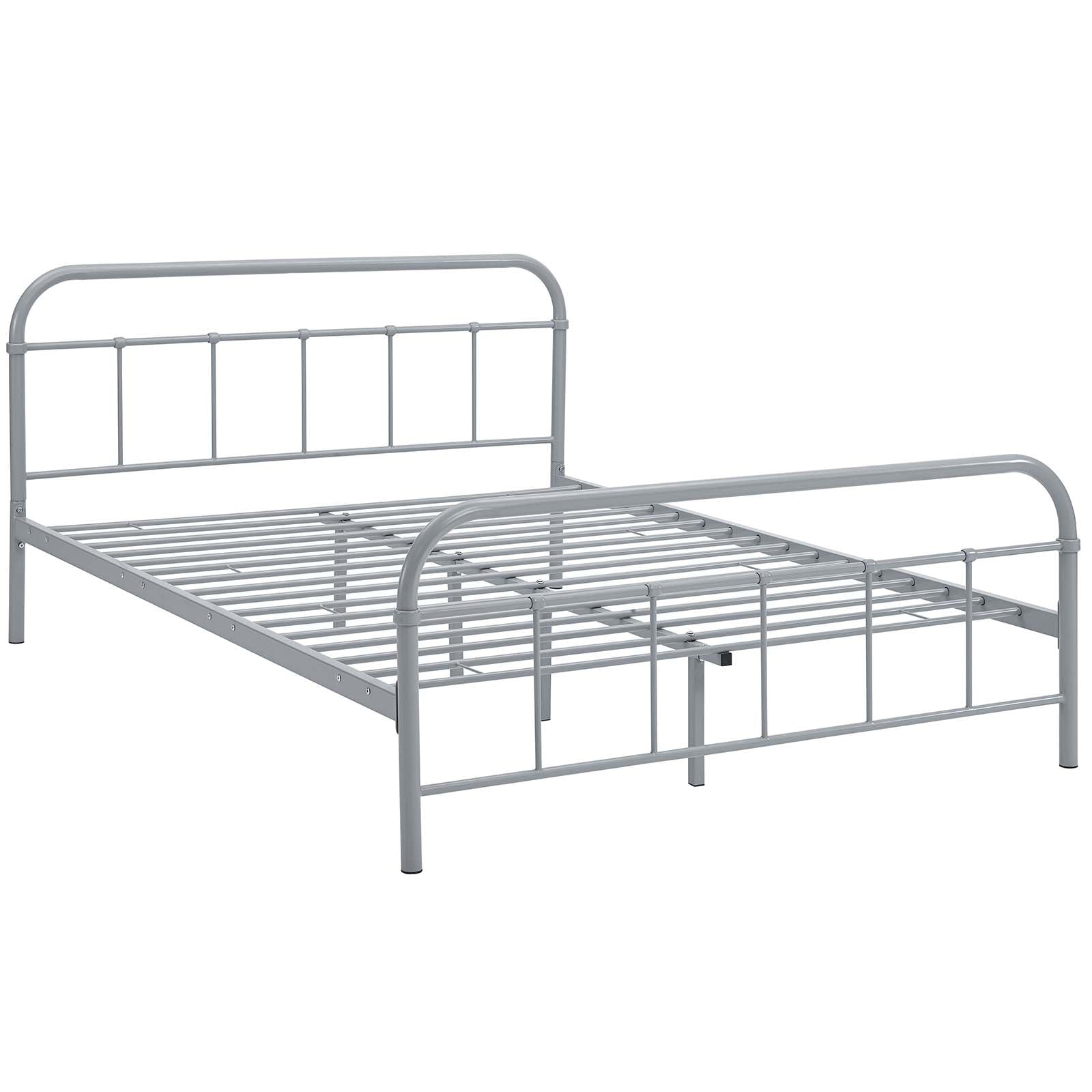 Modway Beds - Maisie Queen Stainless Steel Bed Frame Gray