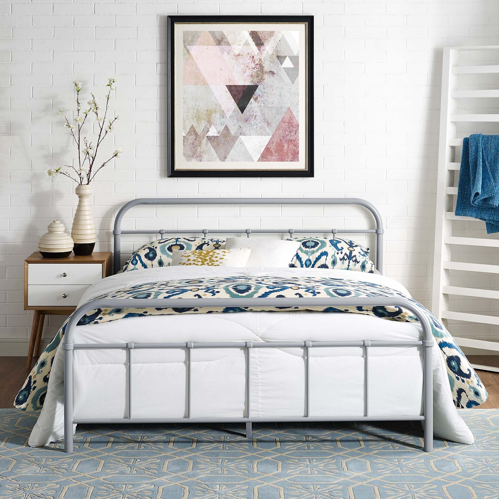 Modway Beds - Maisie Queen Stainless Steel Bed Frame Gray