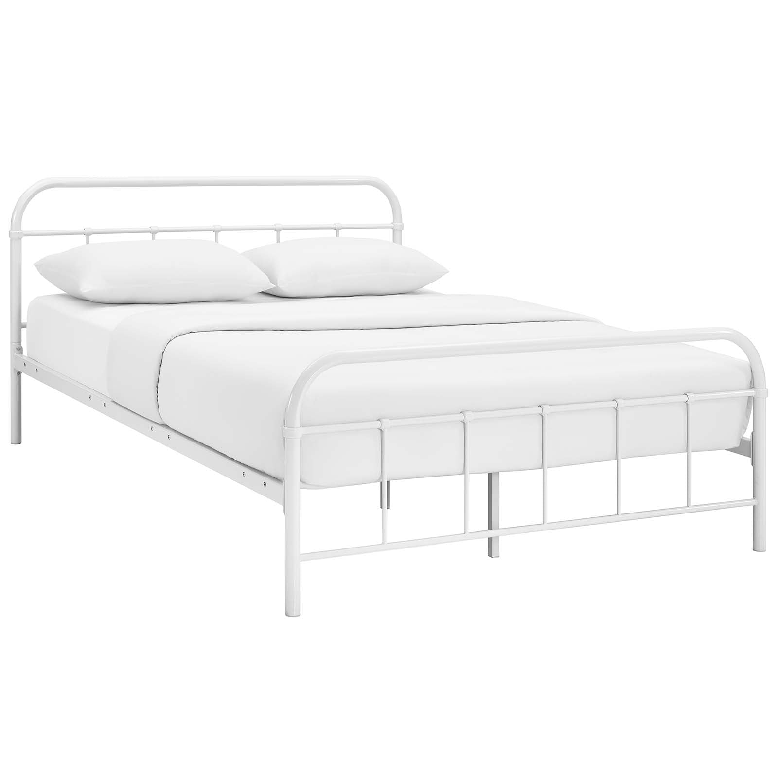 Modway Beds - Maisie Queen Stainless Steel Bed Frame White
