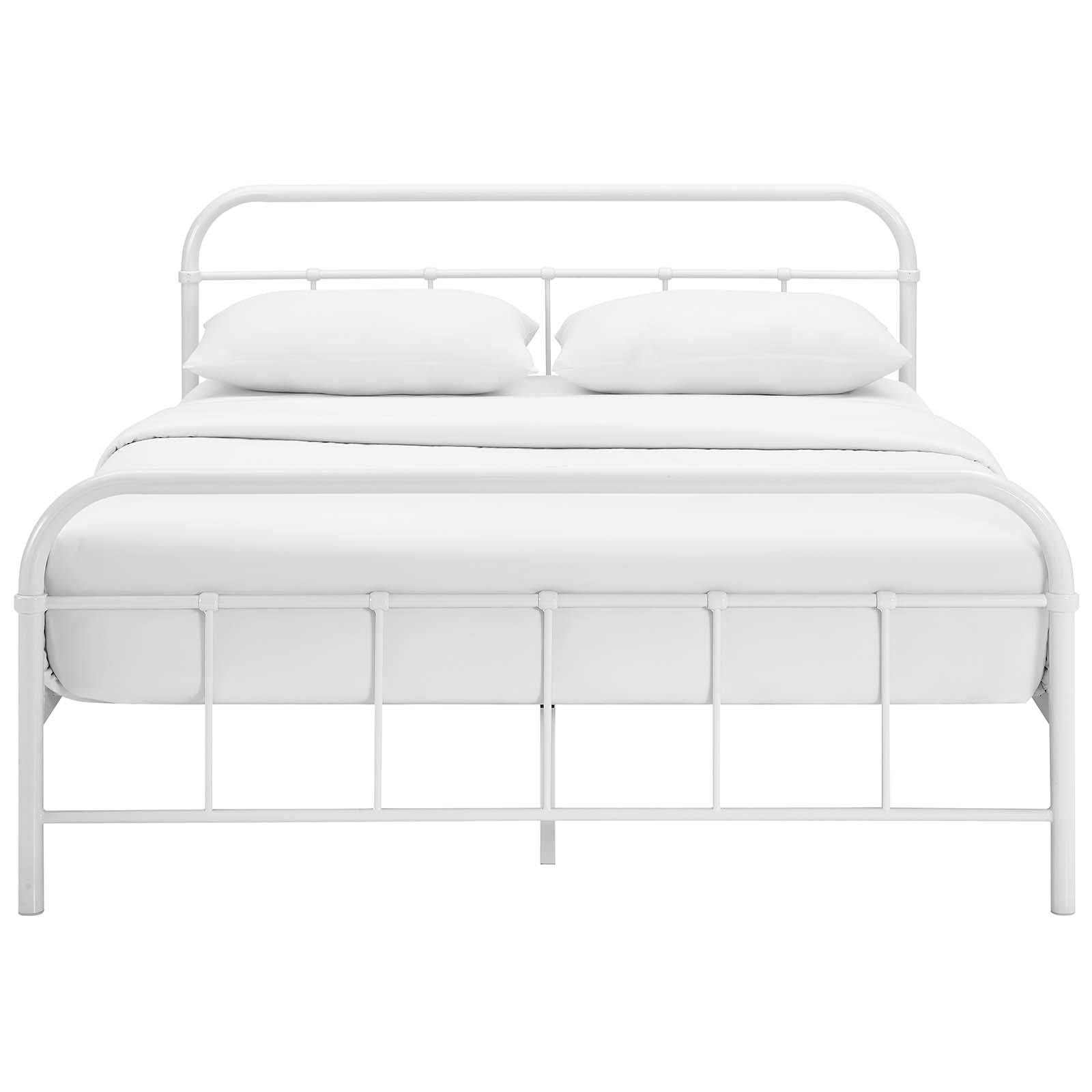 Modway Beds - Maisie Queen Stainless Steel Bed Frame White