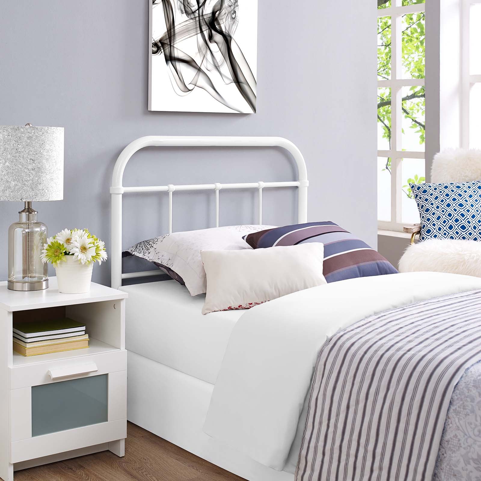 Modway Headboards - Serena Twin Steel Headboard White