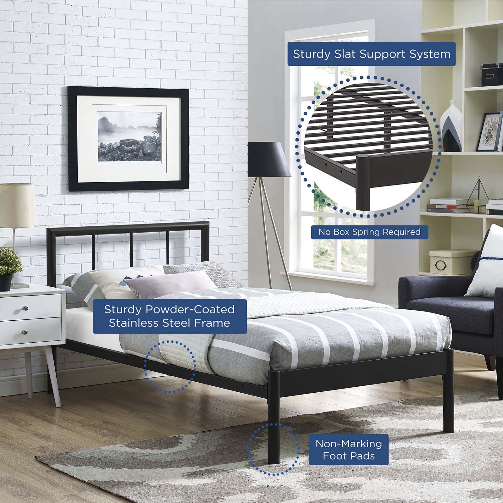 Modway Beds - Gwen Twin Bed Frame Brown