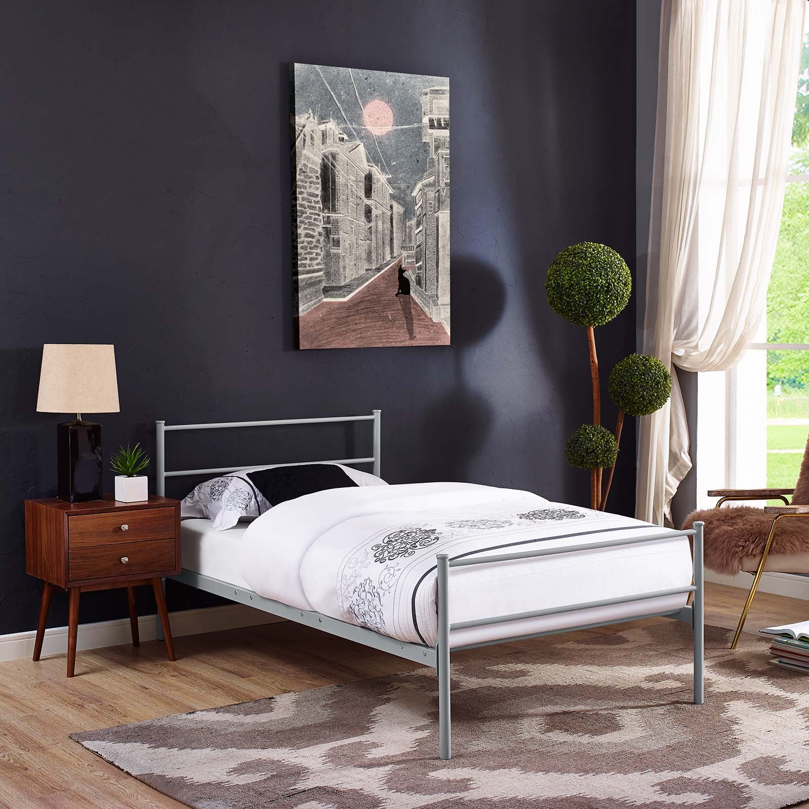 Modway Beds - Alina Platform Twin Bed Frame Gray
