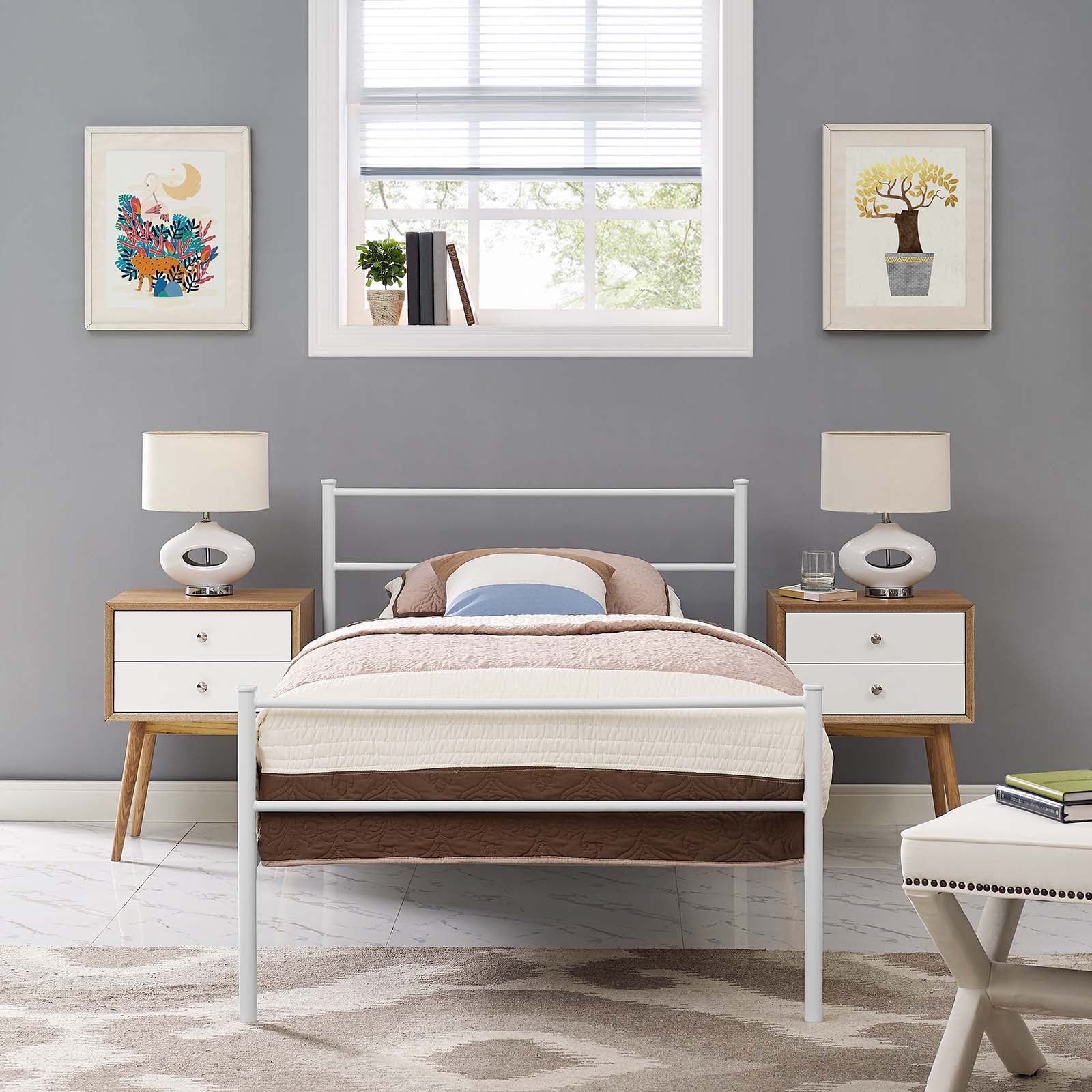 Modway Beds - Alina Platform Twin Bed Frame White