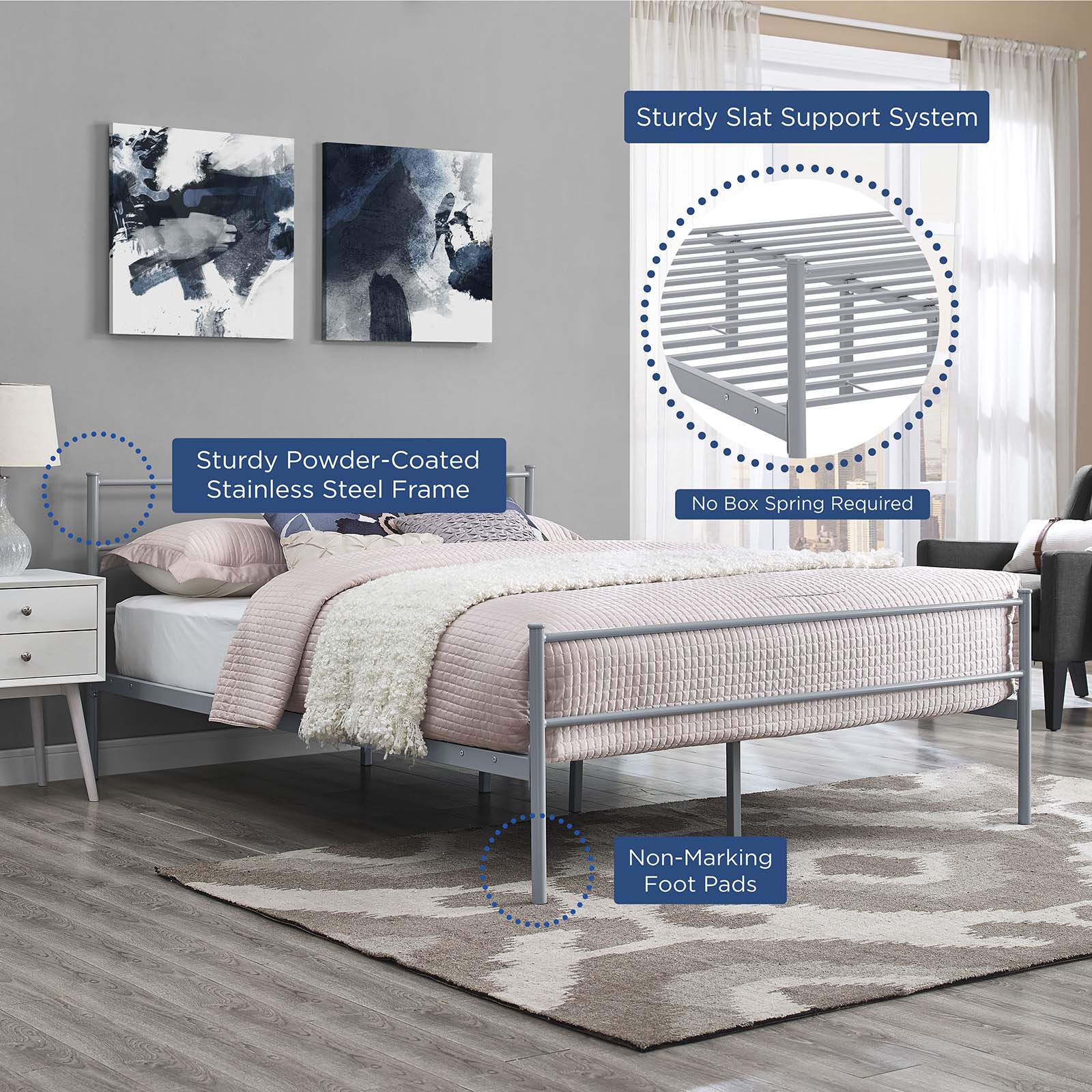 Modway Beds - Alina Full Platform Bed Frame Gray