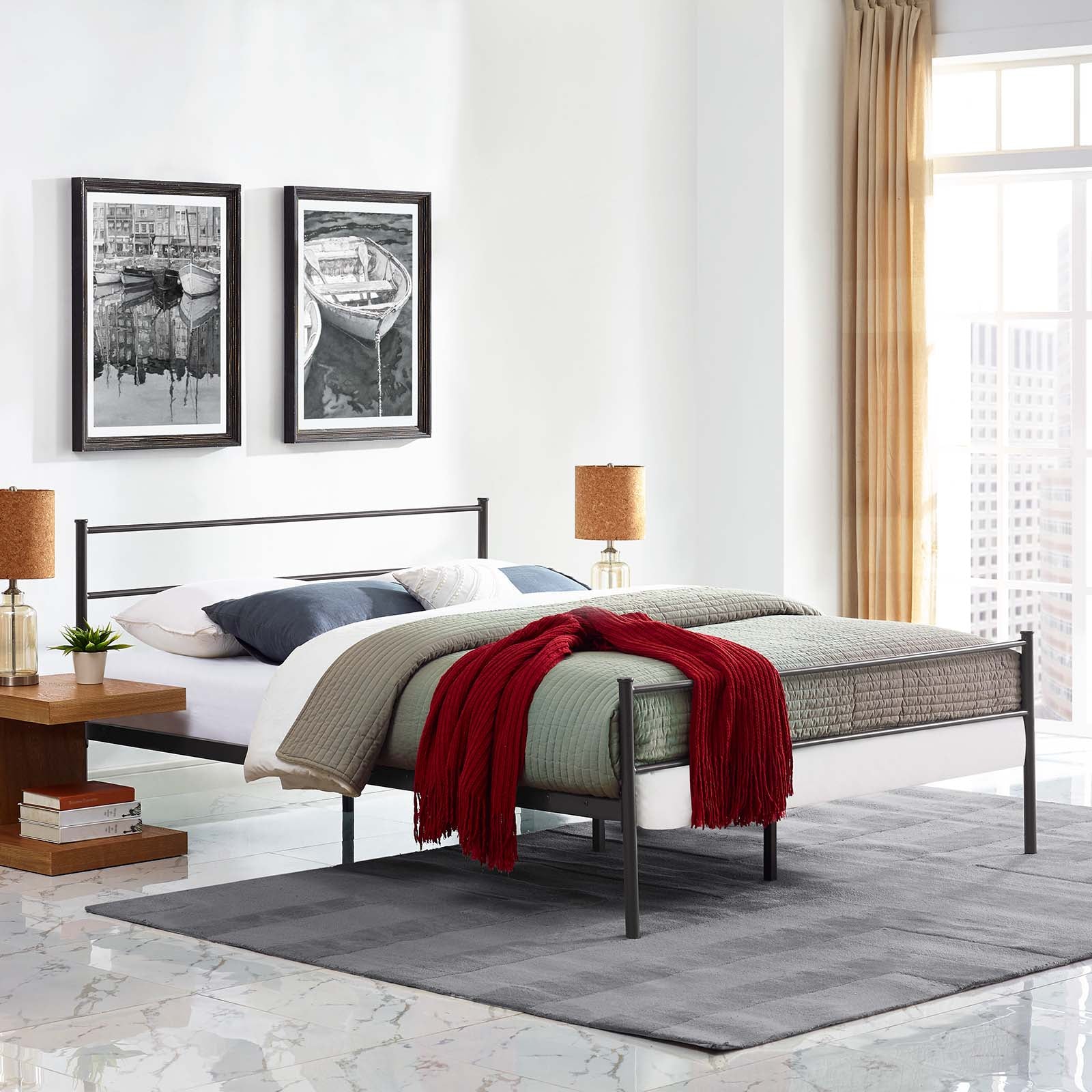 Modway Beds - Alina Queen Platform Bed Frame Brown