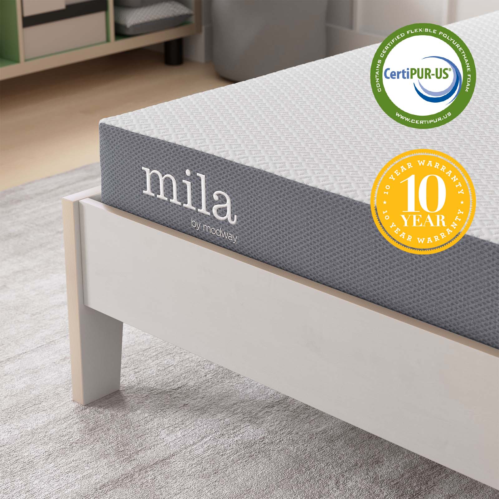Modway Mattresses - Emma 6" Twin Mattress Gray & White