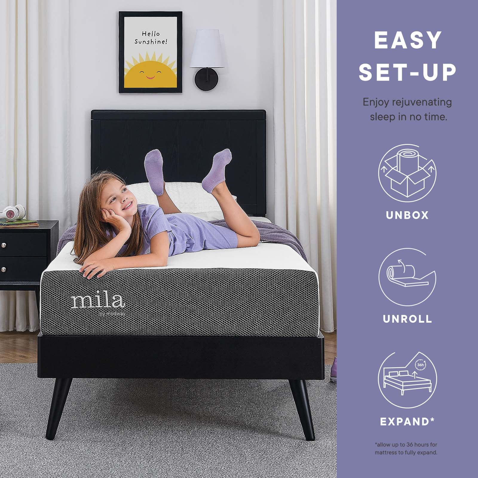 Modway Mattresses - Emma 6" Twin Mattress Gray & White