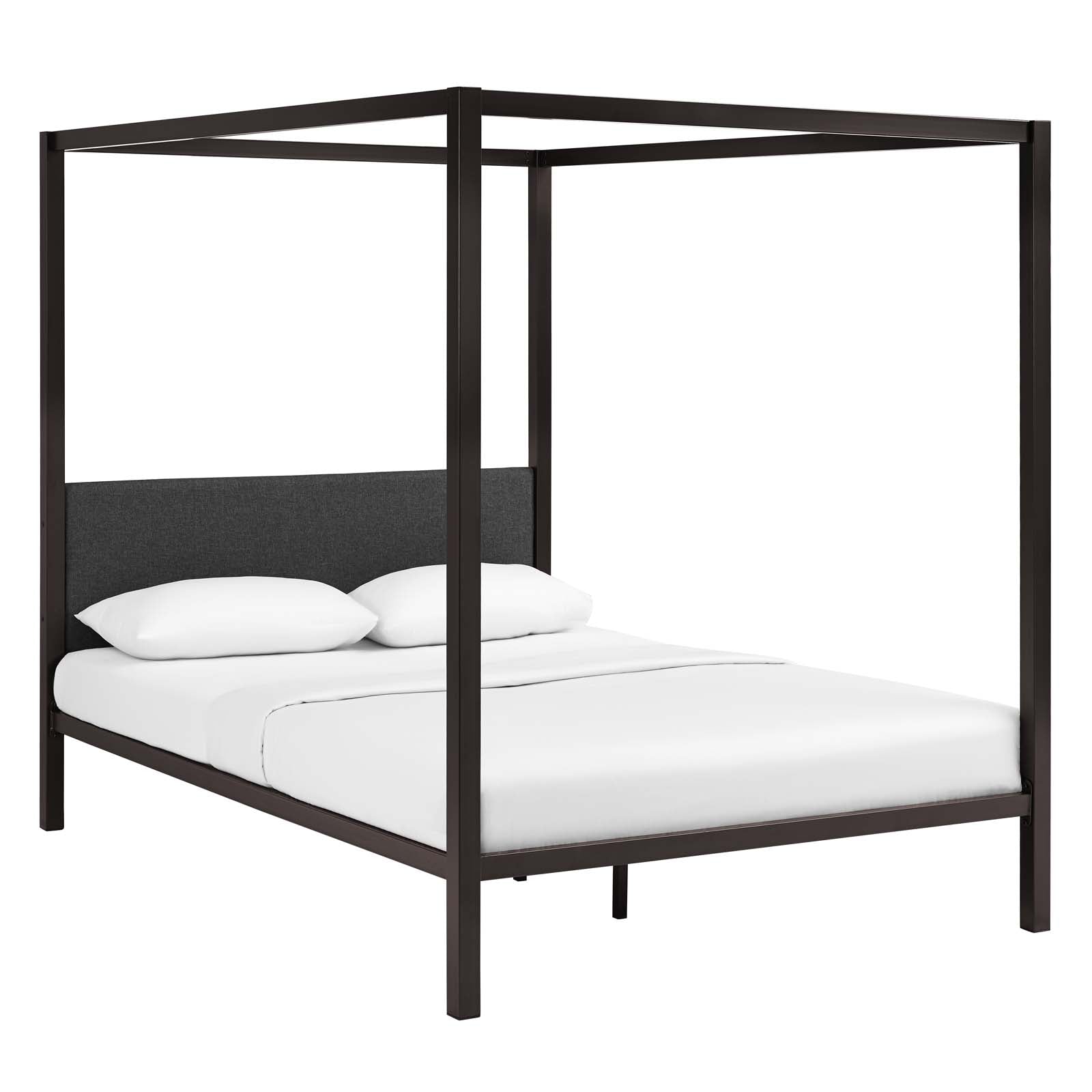 Modway Beds - Raina Queen Canopy Bed Frame Brown Gray