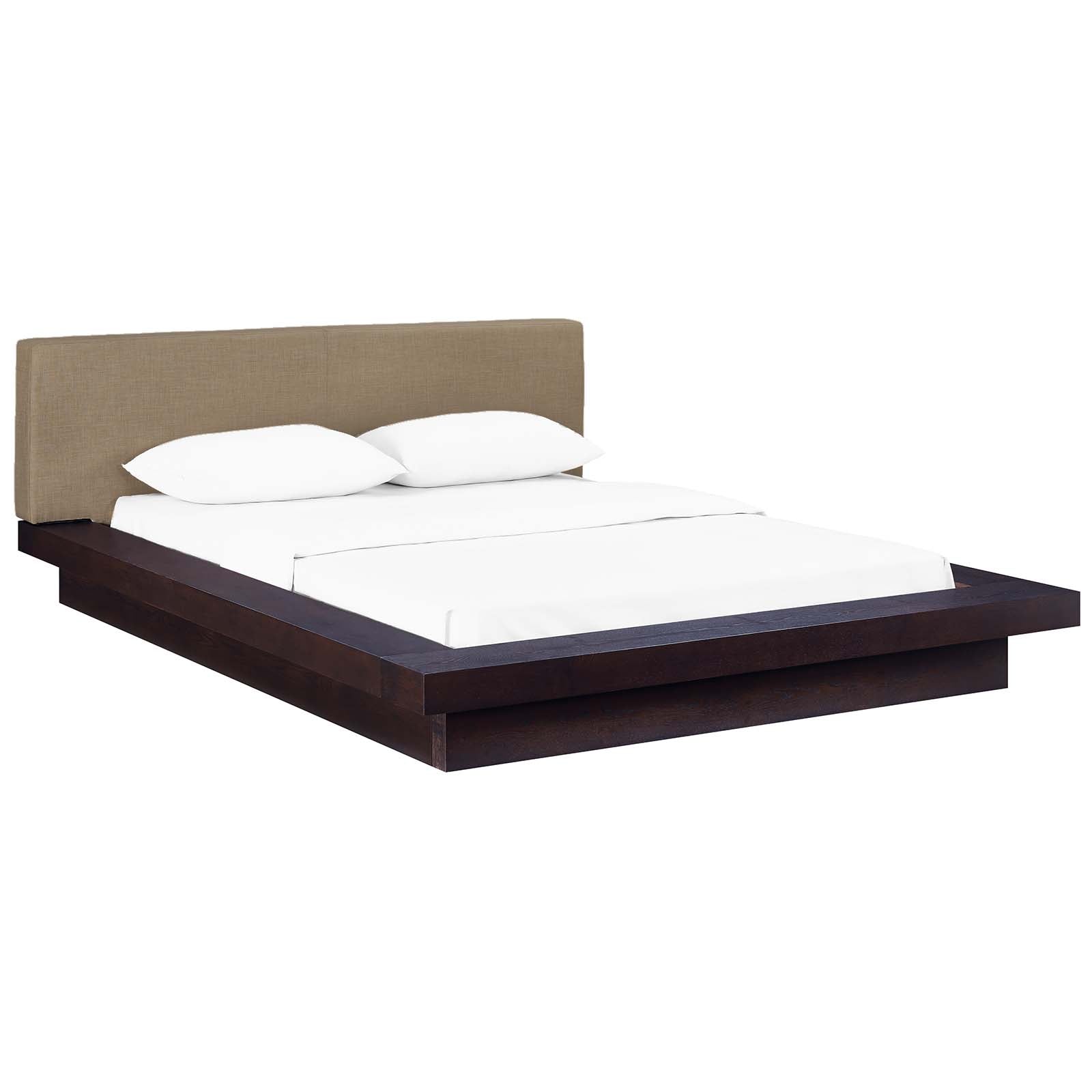 Modway Beds - Freja Queen Fabric Platform Bed Cappuccino Latte