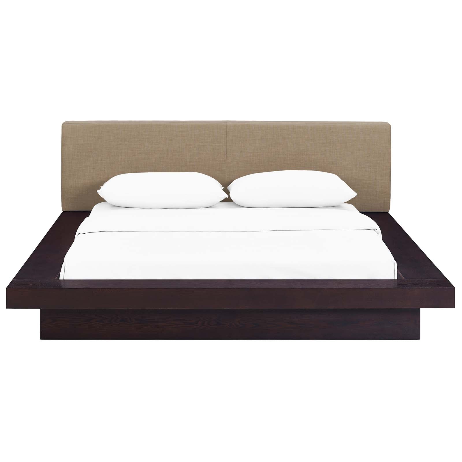 Modway Beds - Freja Queen Fabric Platform Bed Cappuccino Latte