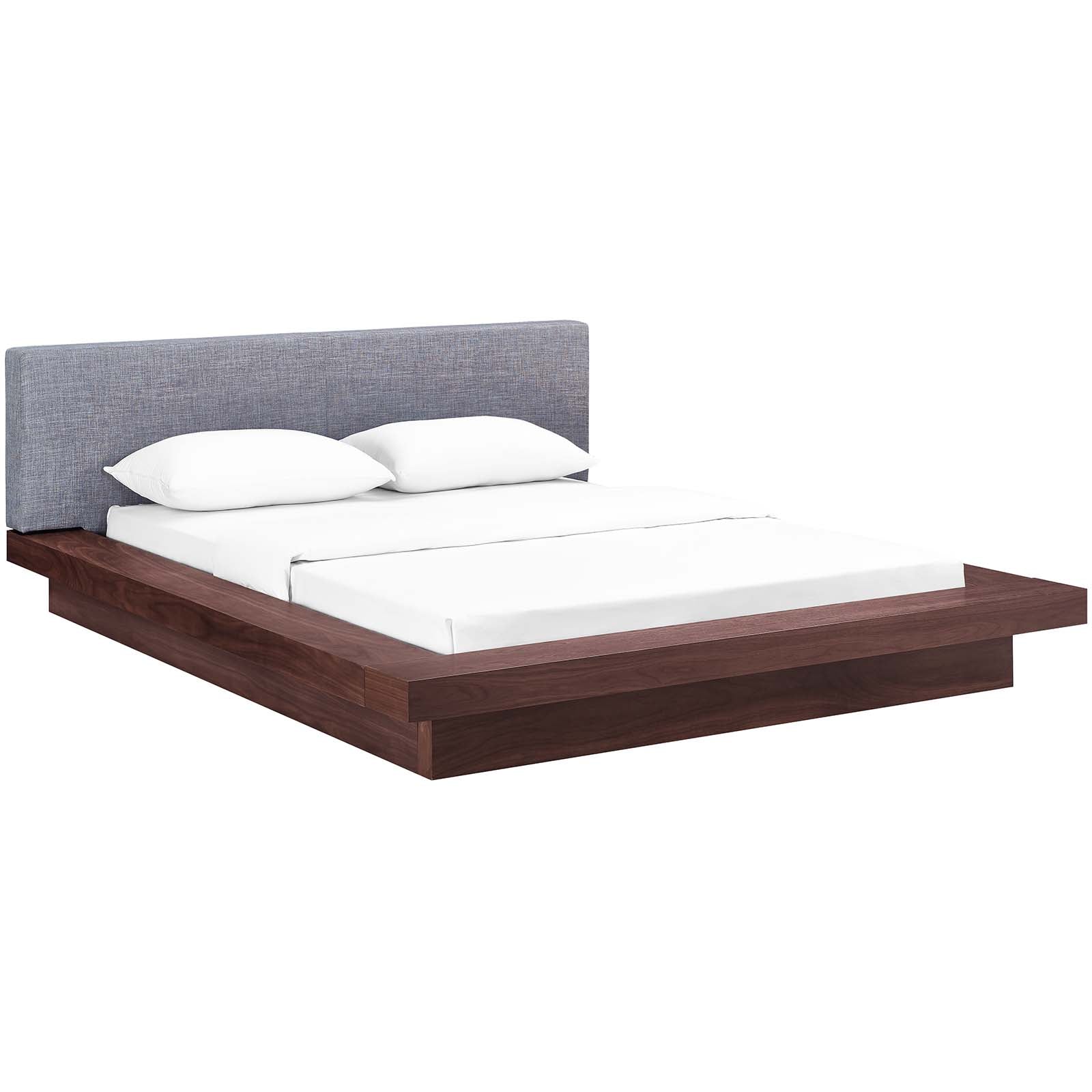Modway Beds - Freja Queen Fabric Platform Bed Walnut Gray