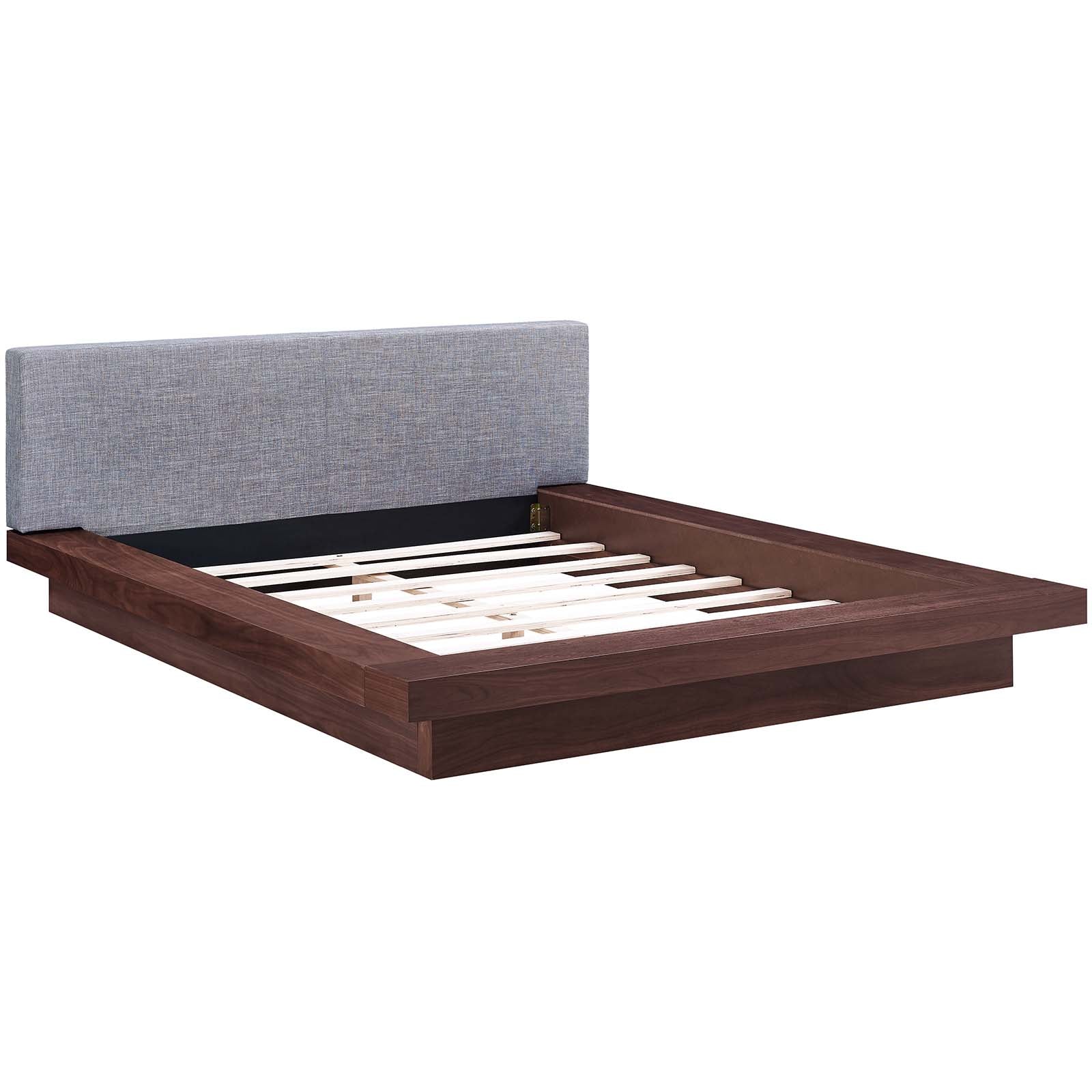 Modway Beds - Freja Queen Fabric Platform Bed Walnut Gray
