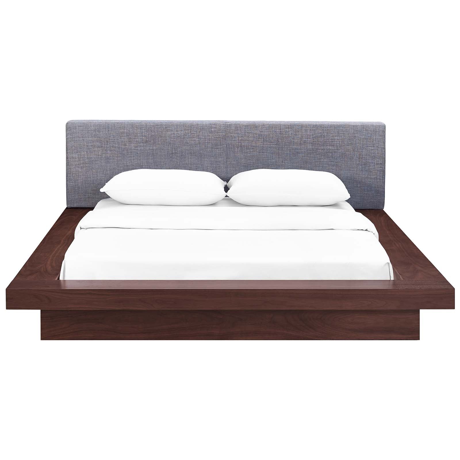 Modway Beds - Freja Queen Fabric Platform Bed Walnut Gray