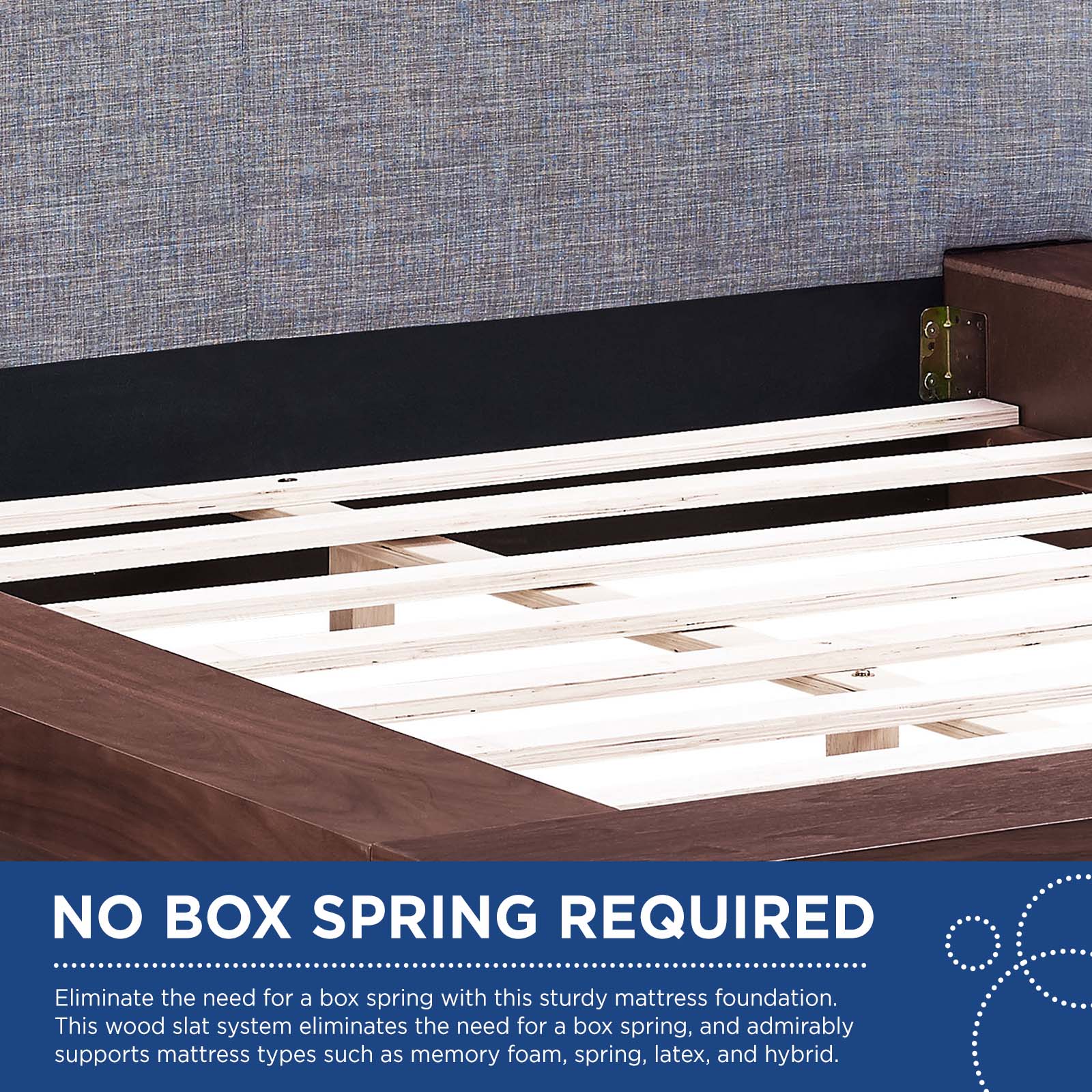 Modway Beds - Freja Queen Fabric Platform Bed Walnut Gray
