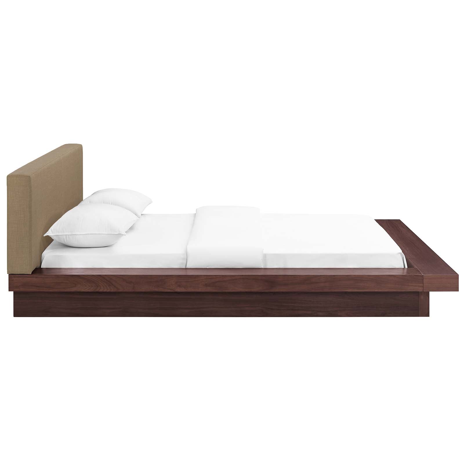 Modway Beds - Freja Queen Fabric Platform Bed Walnut And Latte