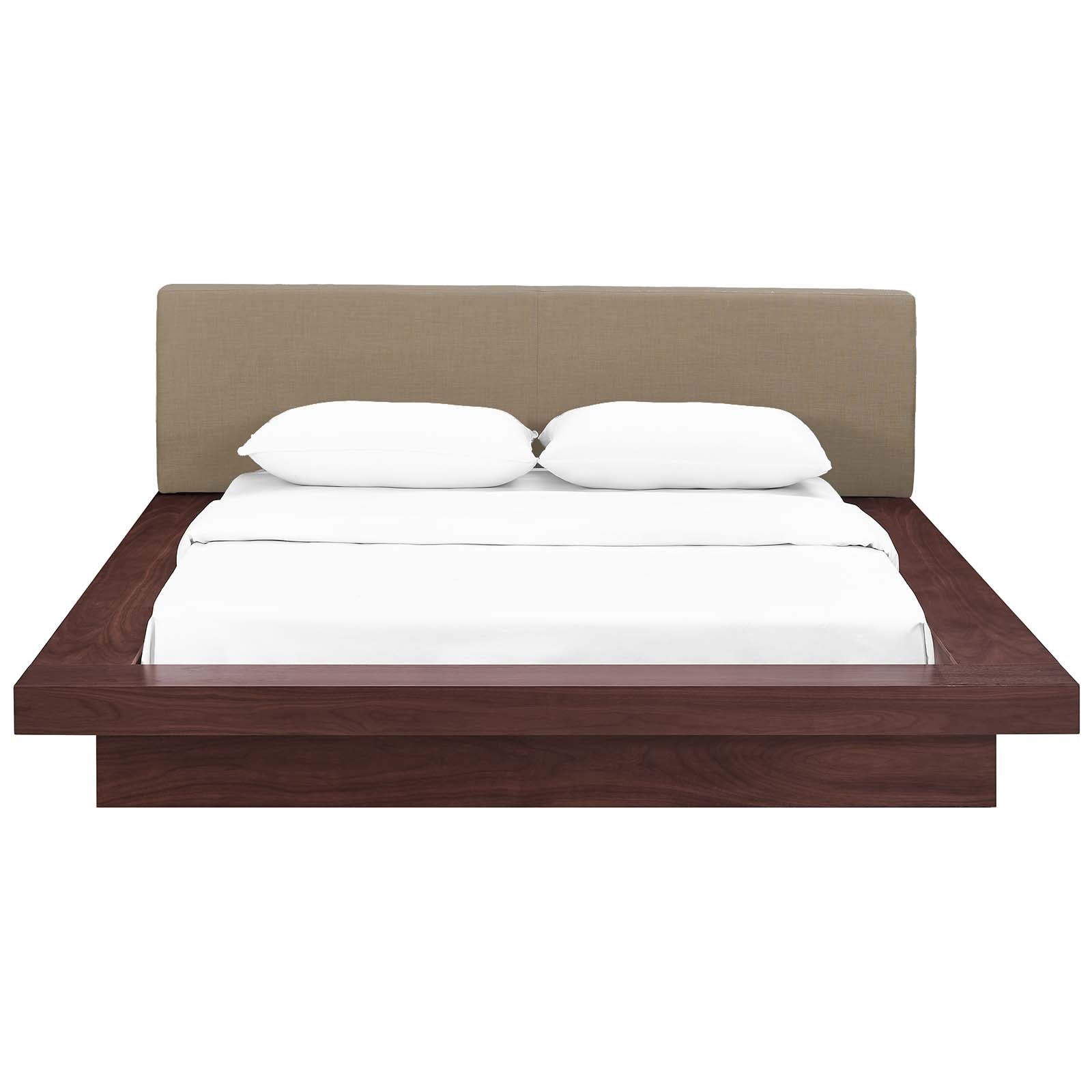 Modway Beds - Freja Queen Fabric Platform Bed Walnut And Latte
