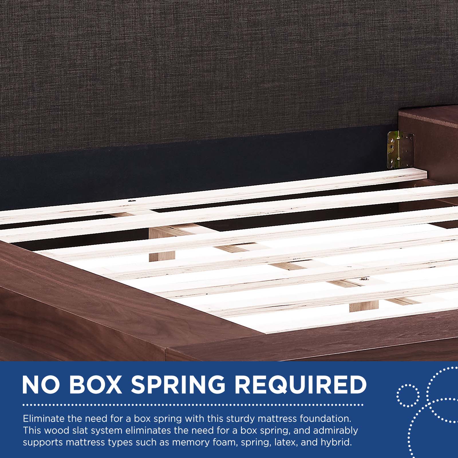 Modway Beds - Freja Queen Fabric Platform Bed Walnut And Latte