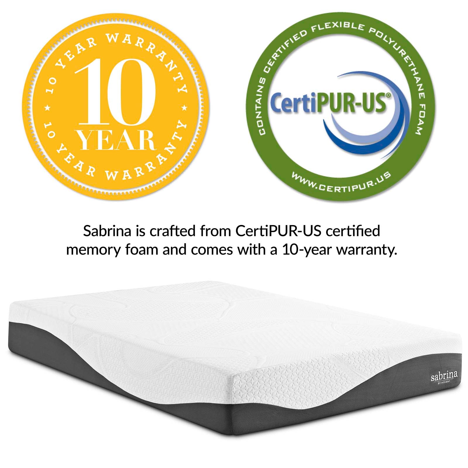 Modway Mattresses - Sabrina Latex Memory Foam Queen Mattress 12"