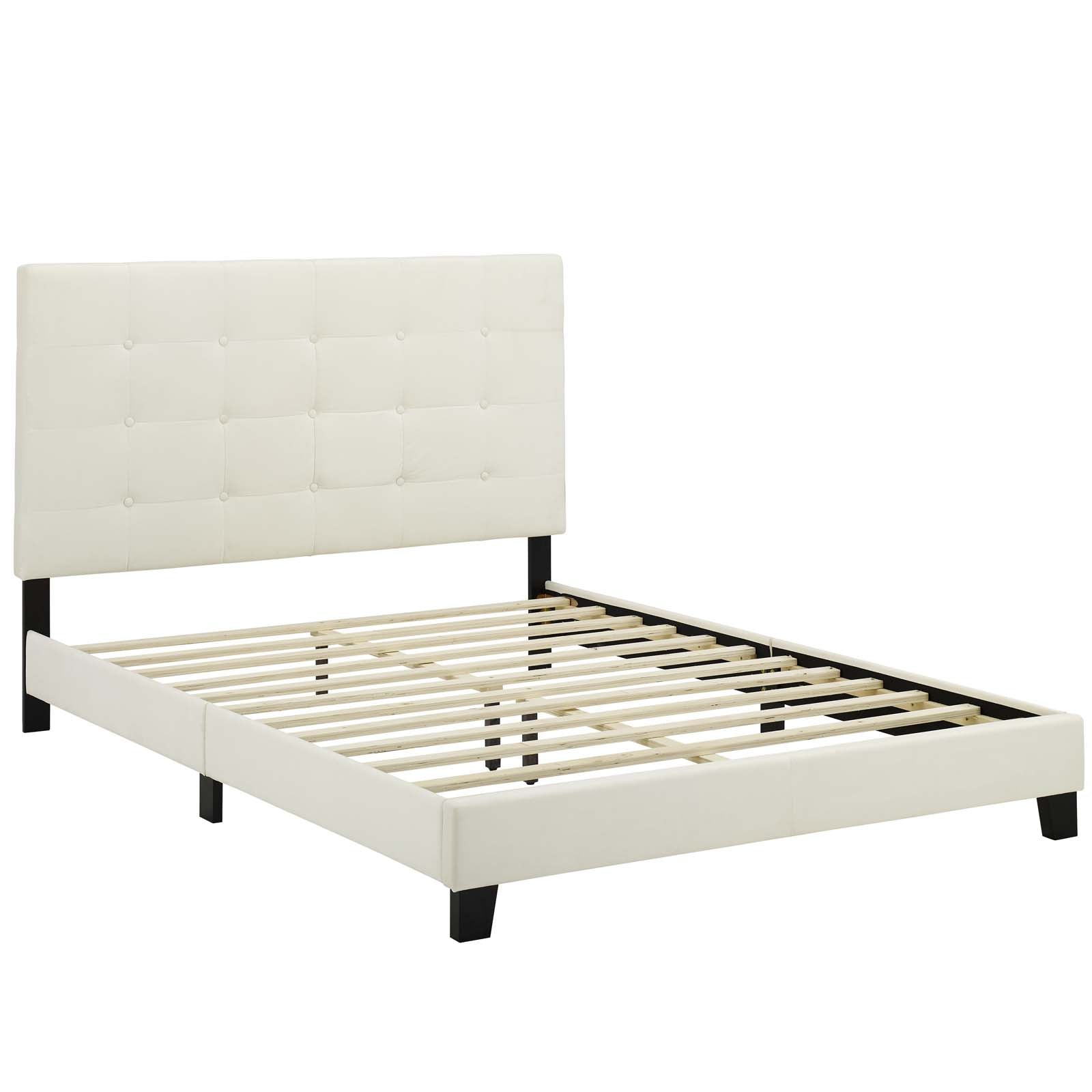 Modway Beds - Melanie Twin Tufted Button Upholstered Performance Velvet Platform Bed Ivory