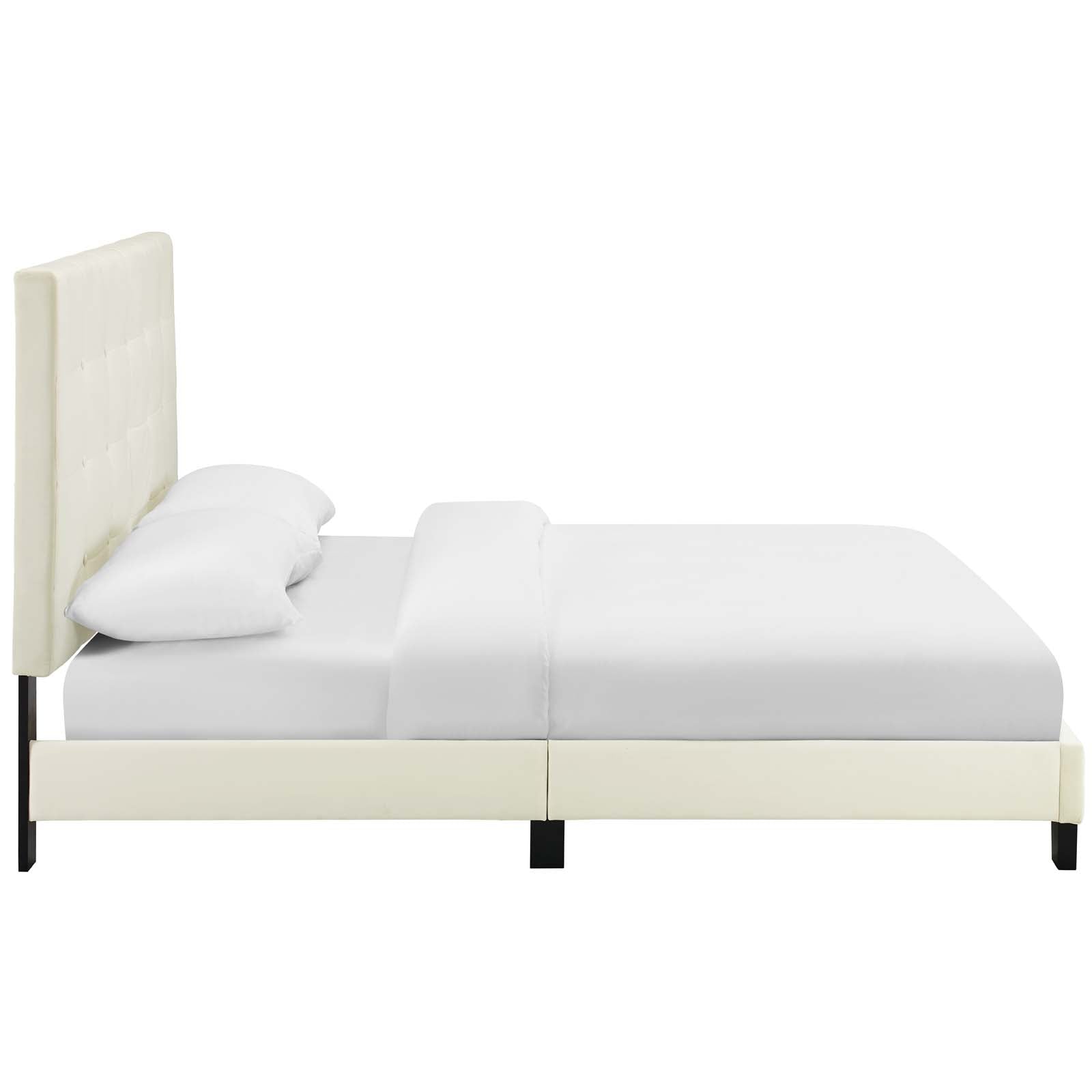 Modway Beds - Melanie Twin Tufted Button Upholstered Performance Velvet Platform Bed Ivory