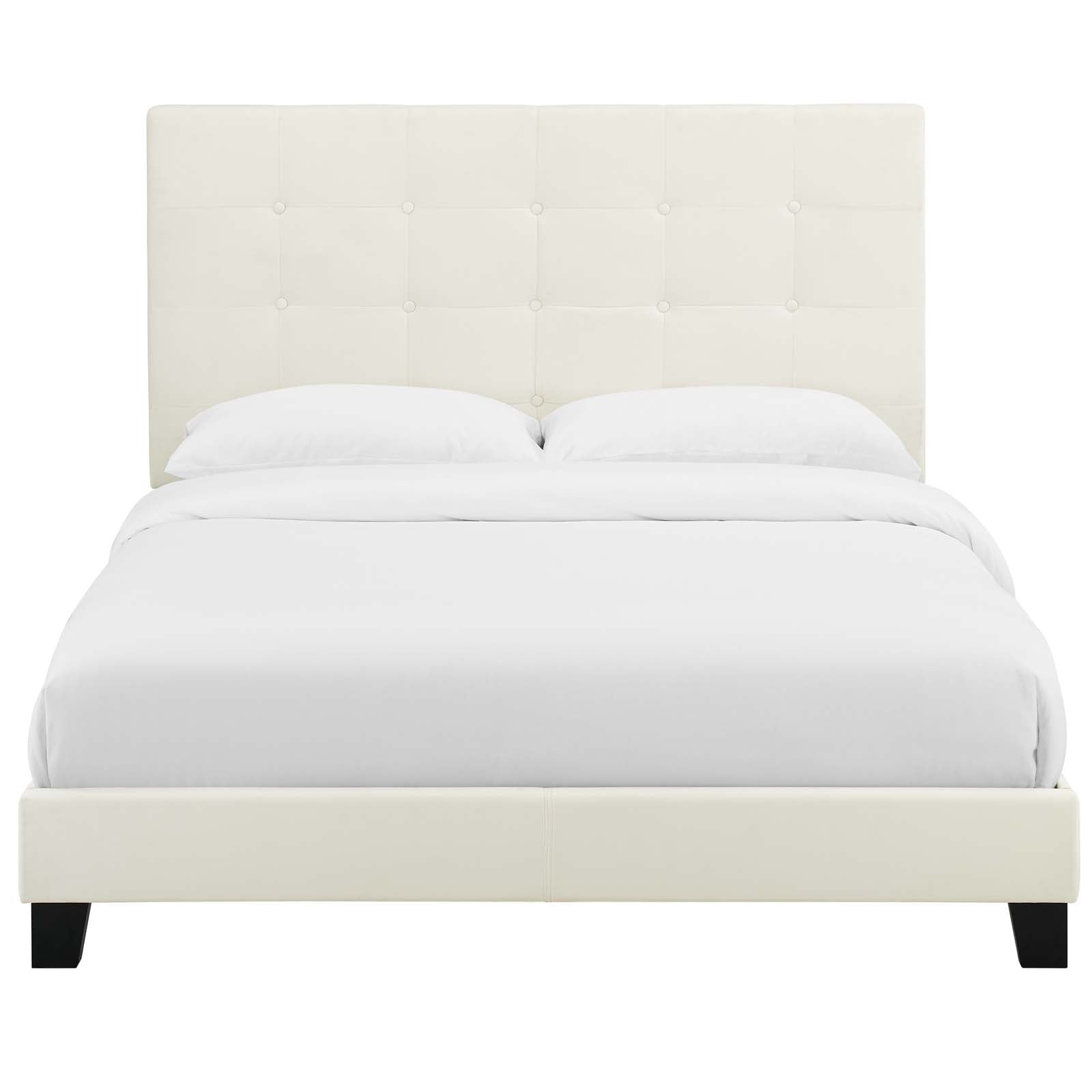 Modway Beds - Melanie Twin Tufted Button Upholstered Performance Velvet Platform Bed Ivory