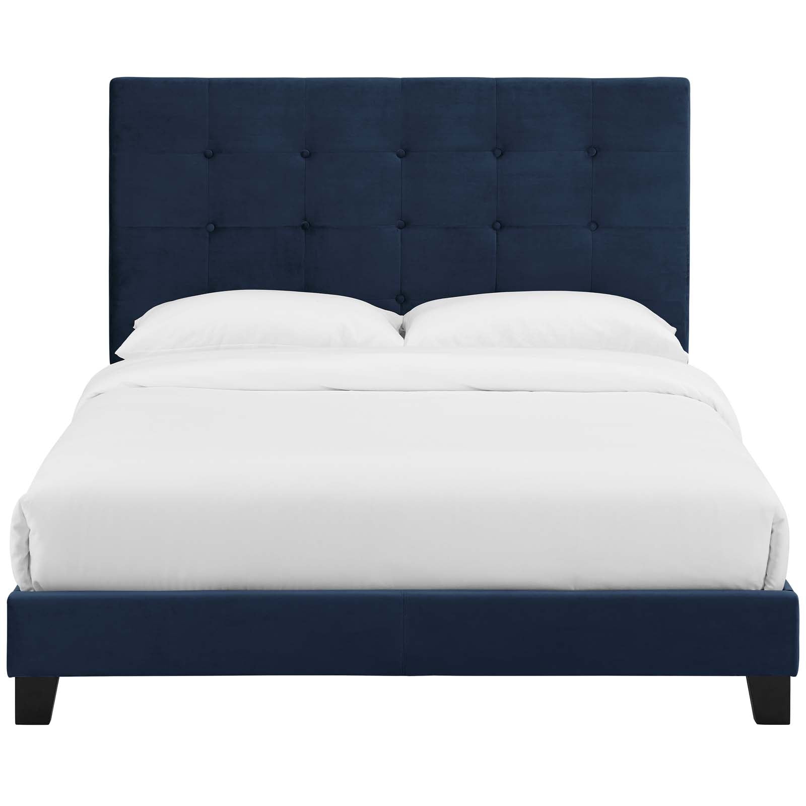 Modway Beds - Melanie Twin Tufted Button Upholstered Performance Velvet Platform Bed Midnight Blue