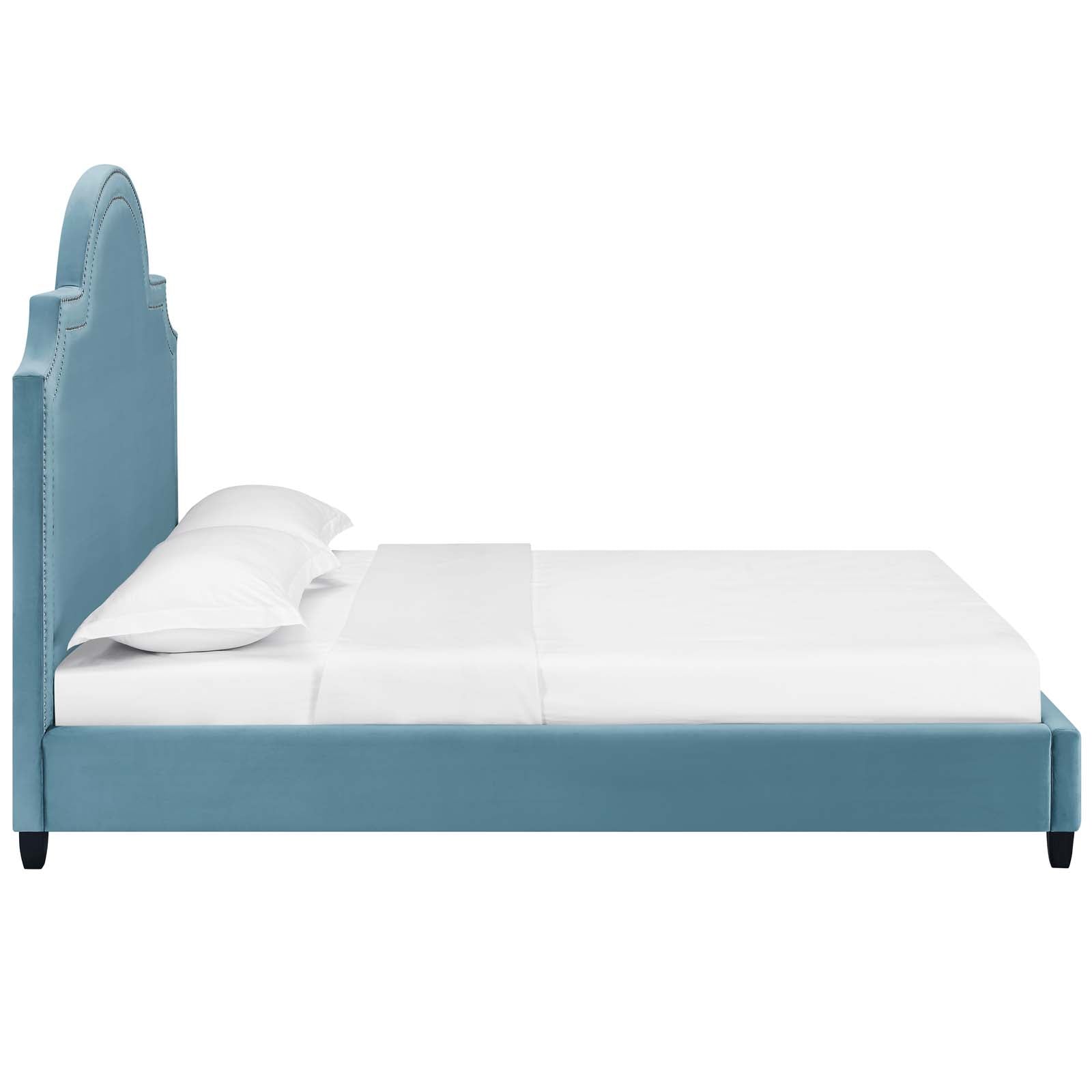 Modway Beds - Primrose Queen Performance Velvet Platform Bed Sea Blue
