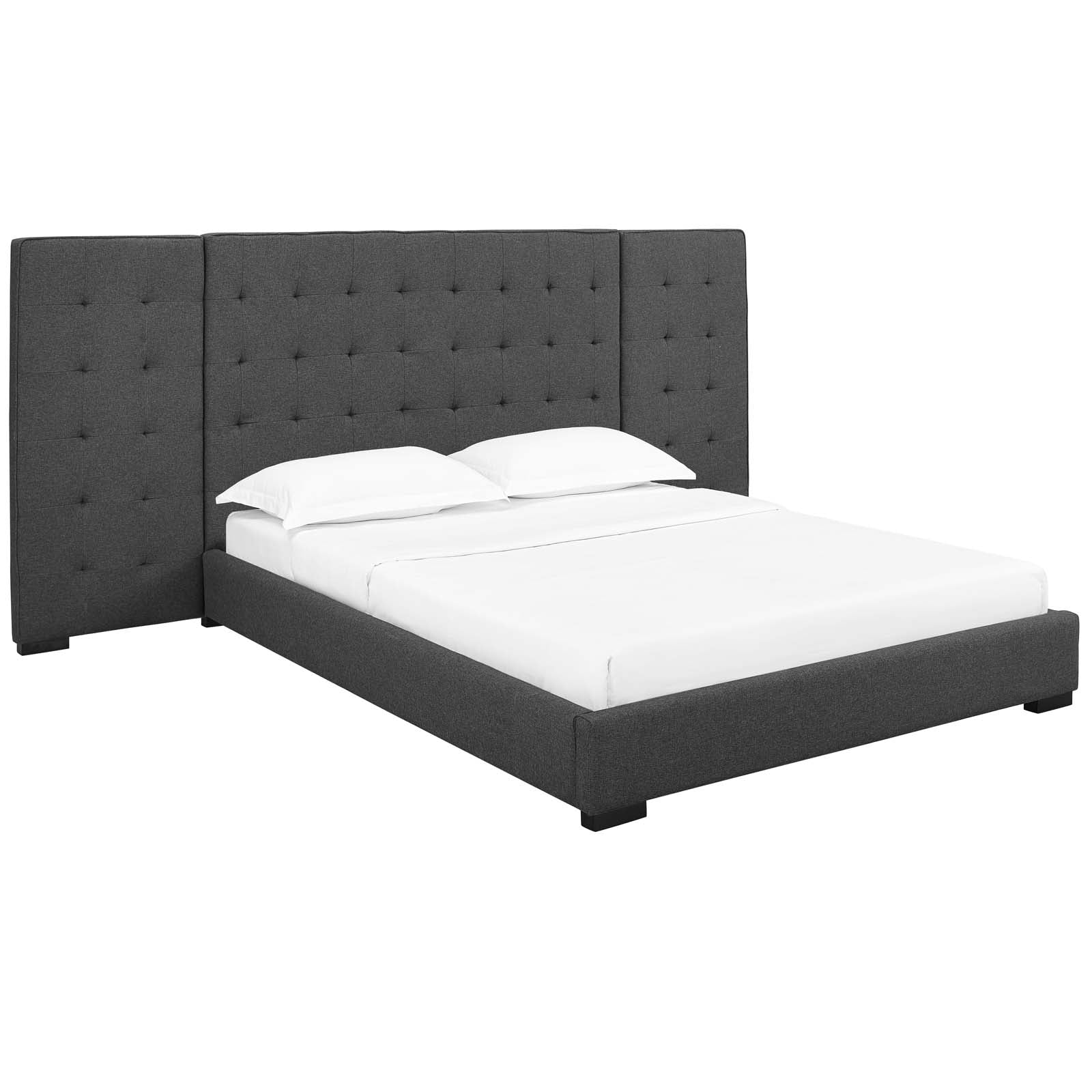 Modway Beds - Sierra Queen Upholstered Fabric Platform Bed Gray