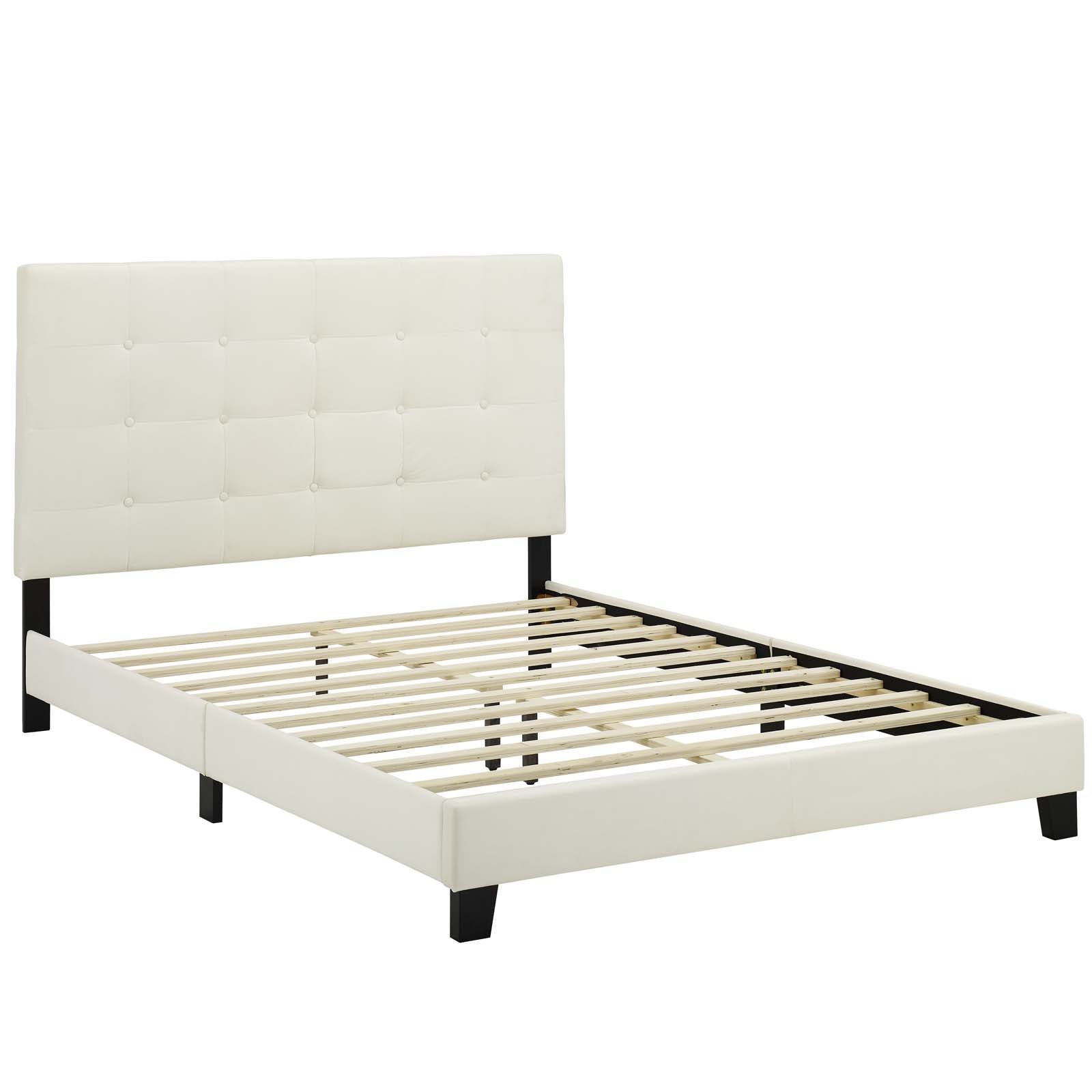 Modway Beds - Melanie Full Tufted Button Upholstered Performance Velvet Platform Bed Ivory