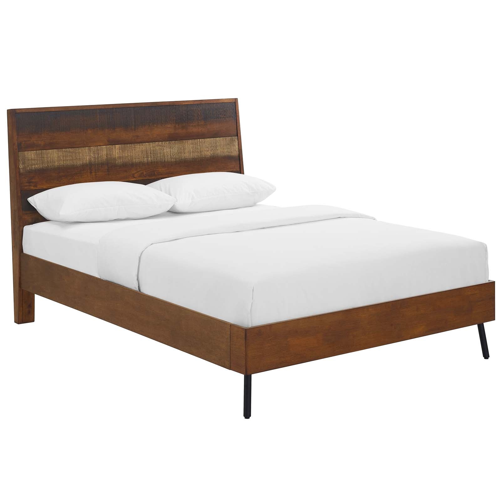 Modway Beds - Arwen Queen Rustic Wood Bed Walnut