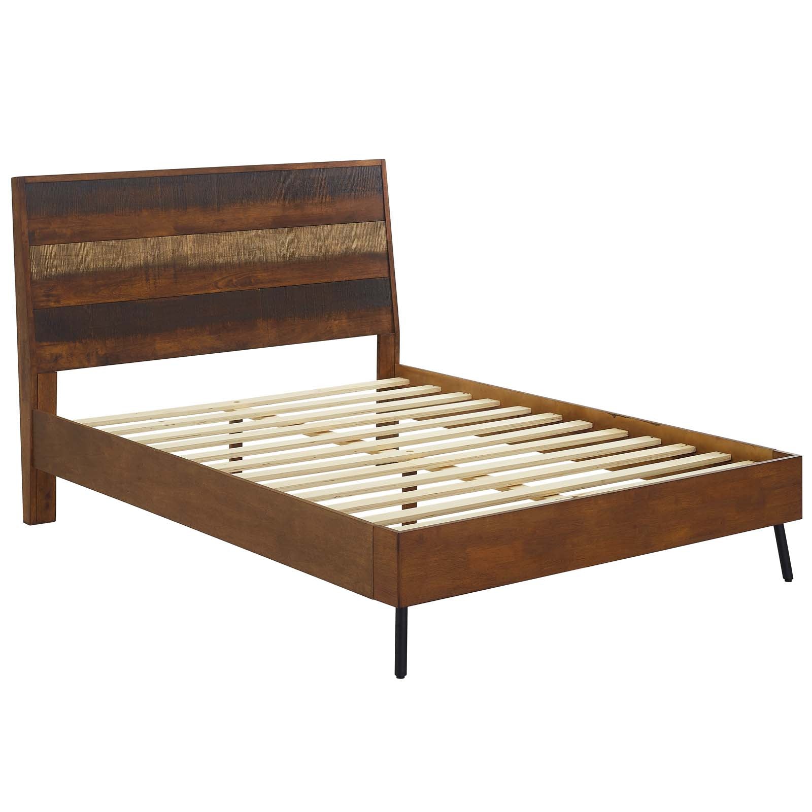 Modway Beds - Arwen Queen Rustic Wood Bed Walnut