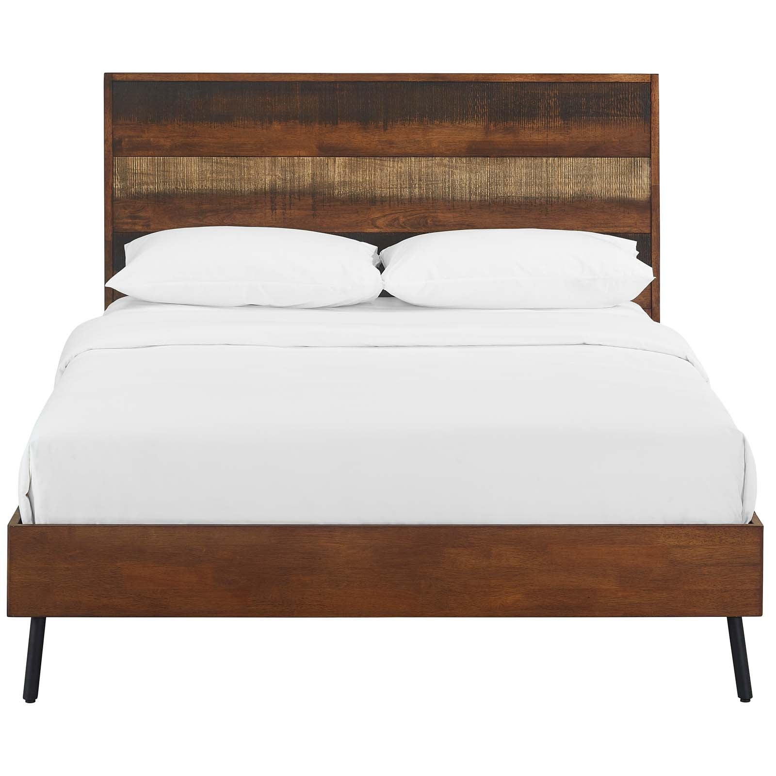 Modway Beds - Arwen Queen Rustic Wood Bed Walnut