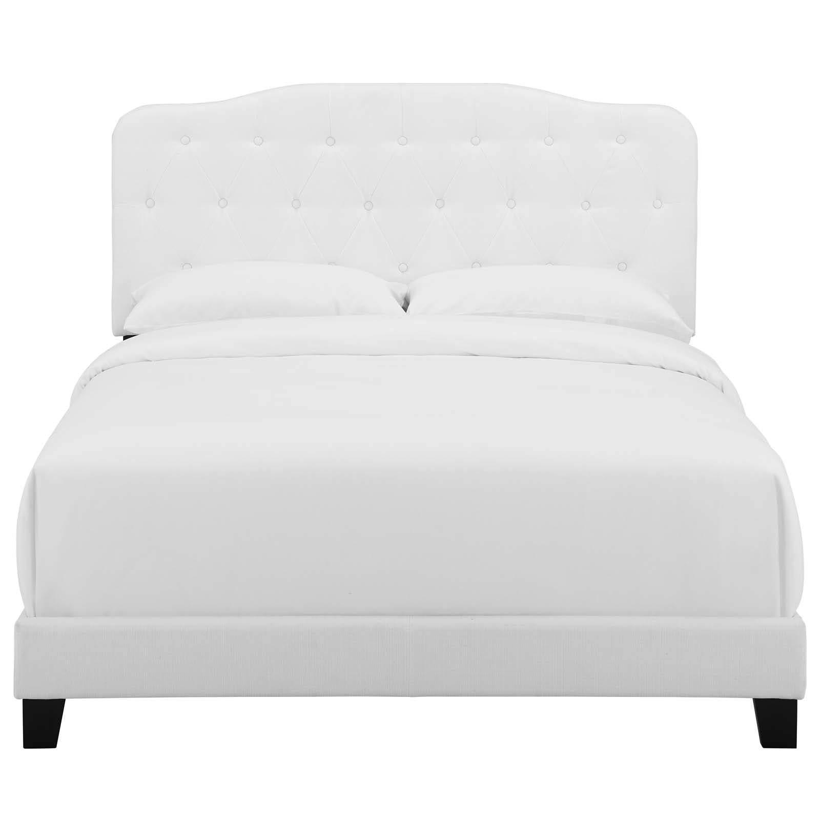 Modway Beds - Amelia Twin Upholstered Fabric Bed White