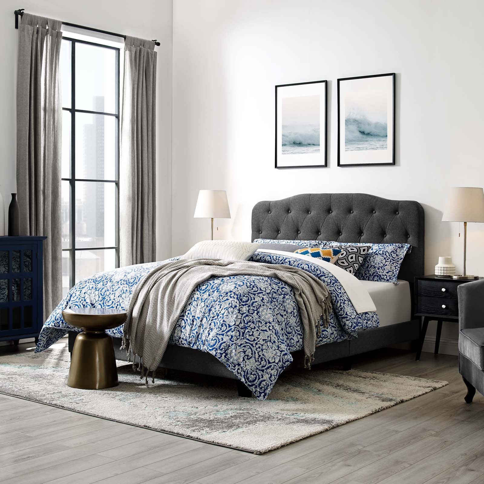 Modway Beds - Amelia Full Upholstered Fabric Bed Gray
