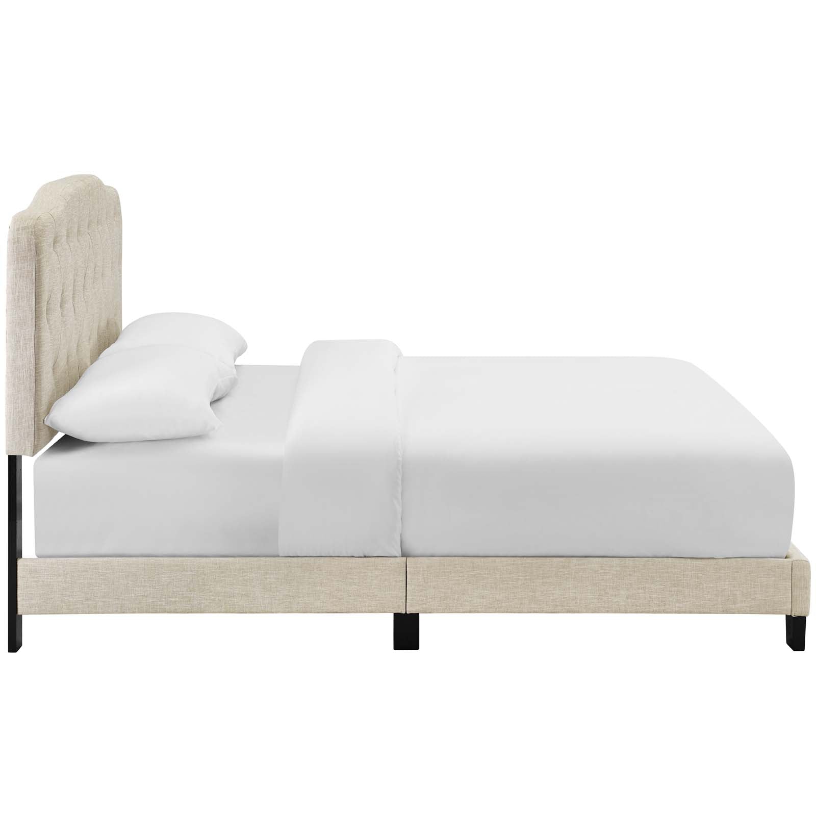 Modway Beds - Amelia Queen Upholstered Fabric Bed Beige